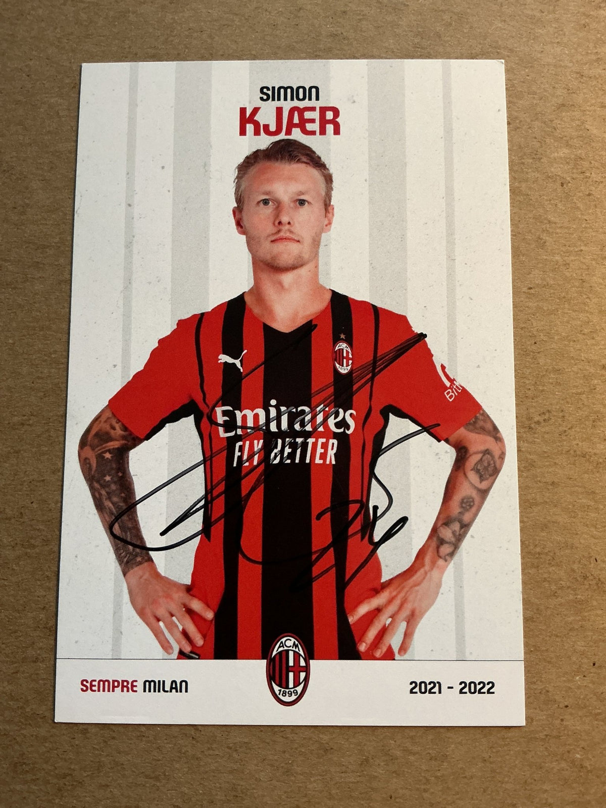 Simon Kjær, Denmark 🇩🇰 AC Milan 2021/22 hand signed - Autographs-World