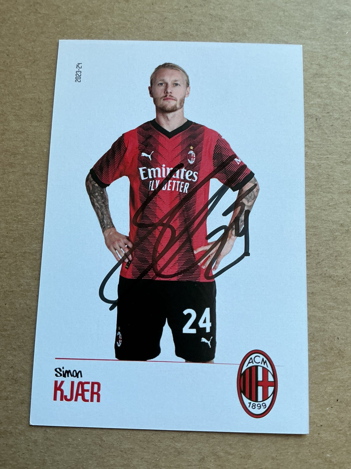 Simon Kjær, Denmark 🇩🇰 AC Milan 2023/24 hand signed - Autographs-World