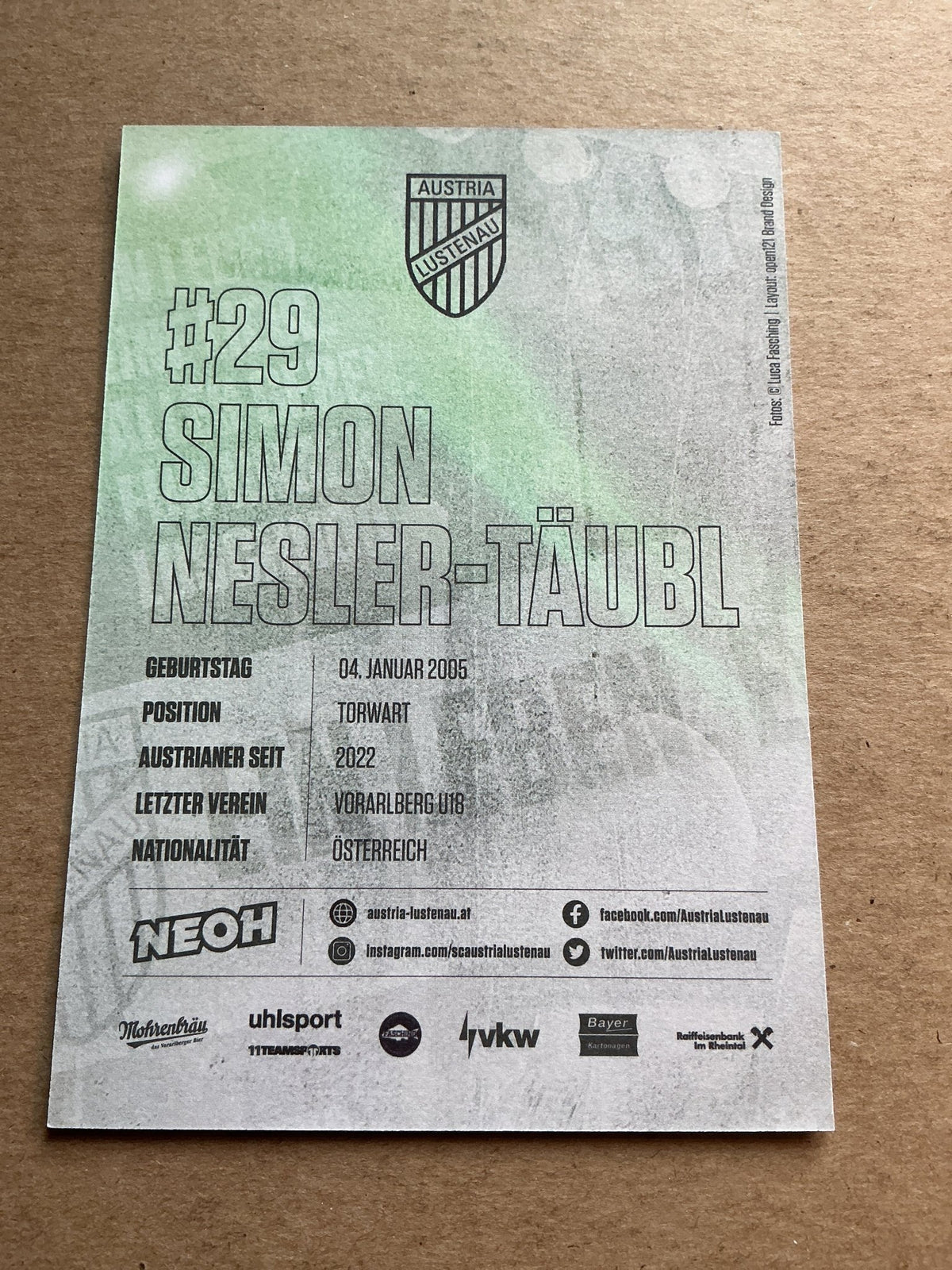 Simon Nesler-Täubl, Austria 🇦🇹 SC Austria Lustenau 2023/24 hand signed - Autographs-World