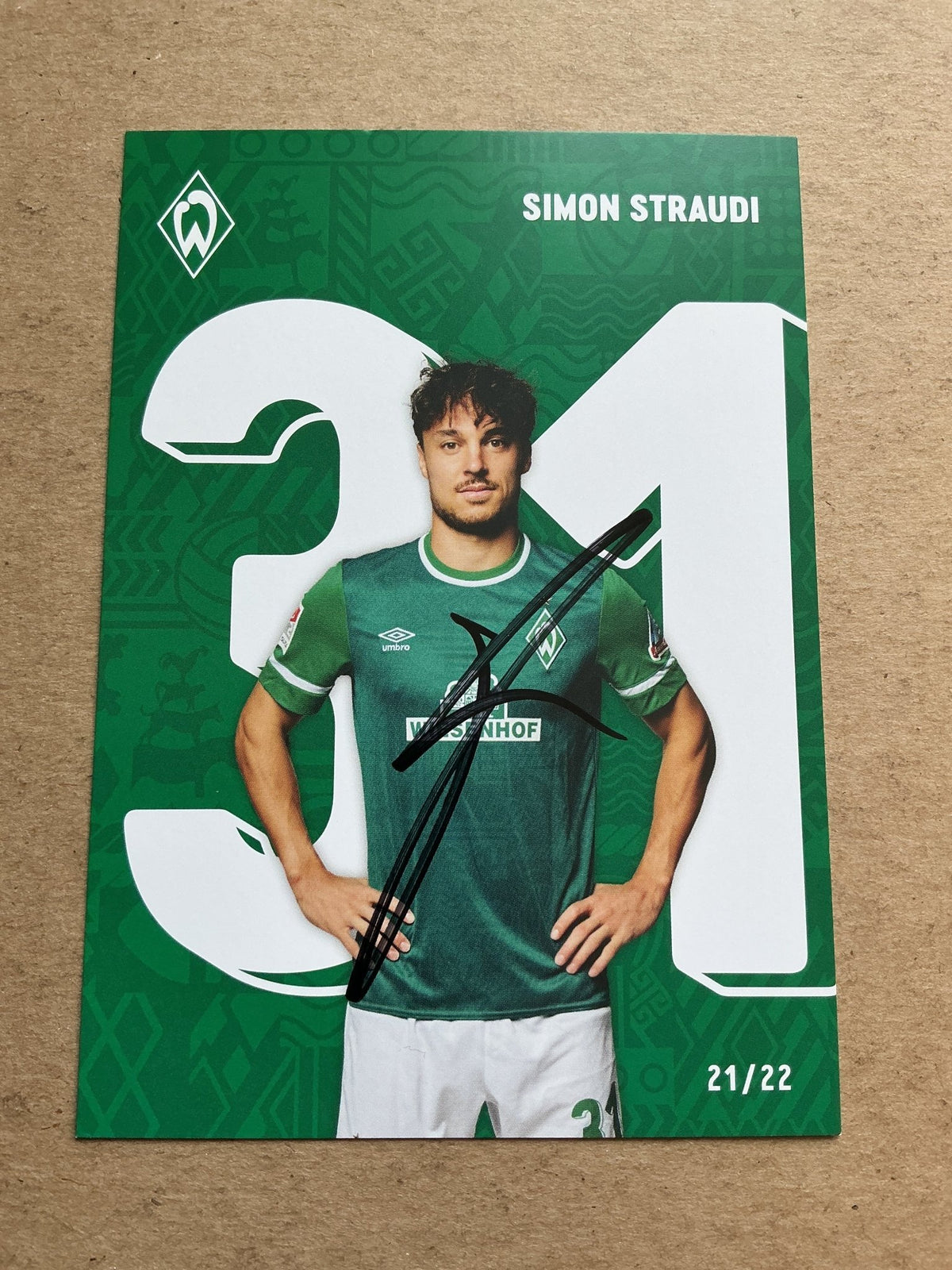 Simon Straudi, Italy 🇮🇹 SV Werder Bremen 2021/22 hand signed - Autographs-World