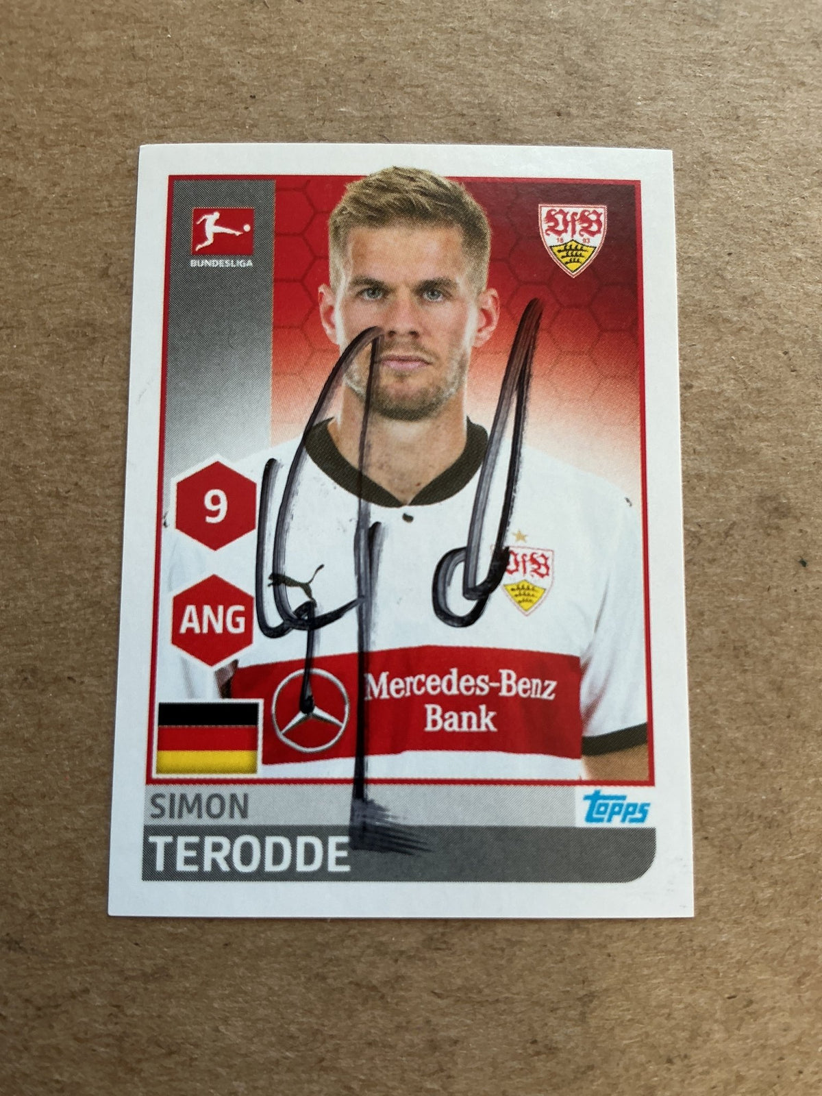 Simon Terodde, Germany 🇩🇪 VfB Stuttgart 2017/18 Topps hand signed - Autographs-World