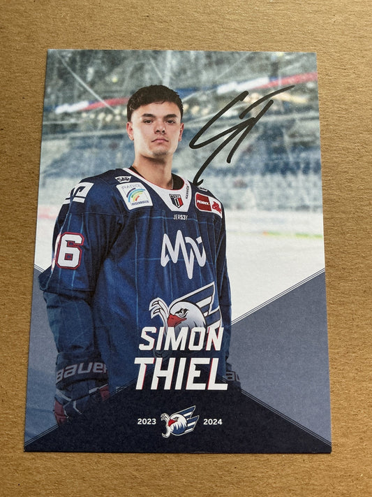 Simon Thiel, Germany 🇩🇪 Adler Mannheim 2023/24 hand signed - Autographs-World