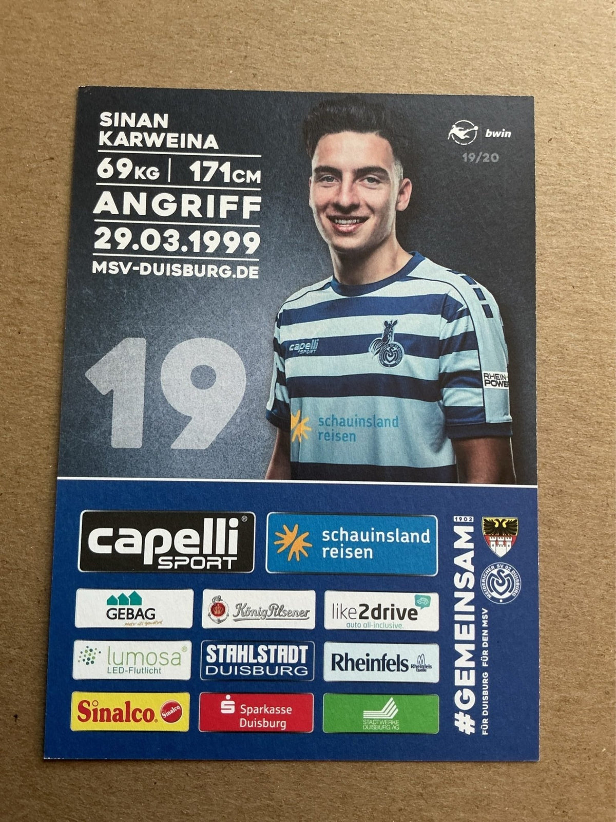 Sinan Karweina, Germany 🇩🇪 MSV Duisburg 2019/20 hand signed - Autographs-World