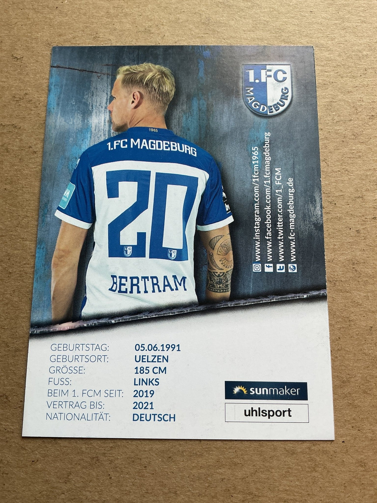Sören Bertram, Germany 🇩🇪 1.FC Magdeburg 2020/21 hand signed - Autographs-World