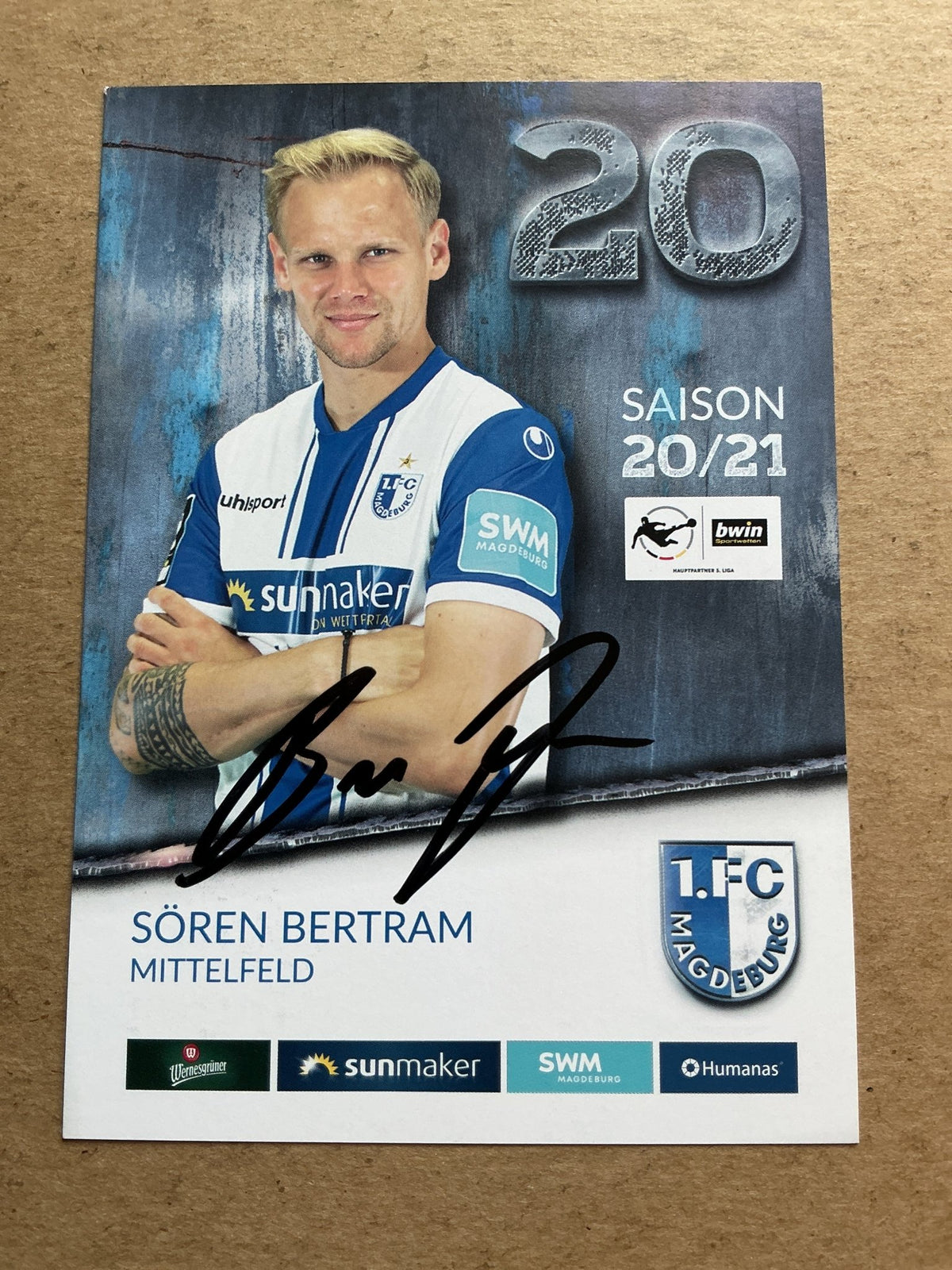 Sören Bertram, Germany 🇩🇪 1.FC Magdeburg 2020/21 hand signed - Autographs-World