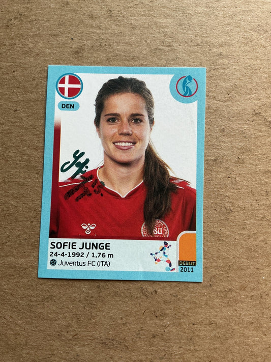 Sofie Junge Pedersen, Denmark 🇩🇰 UEFA Women’s Euro Cup 2022 Panini hand signed - Autographs-World