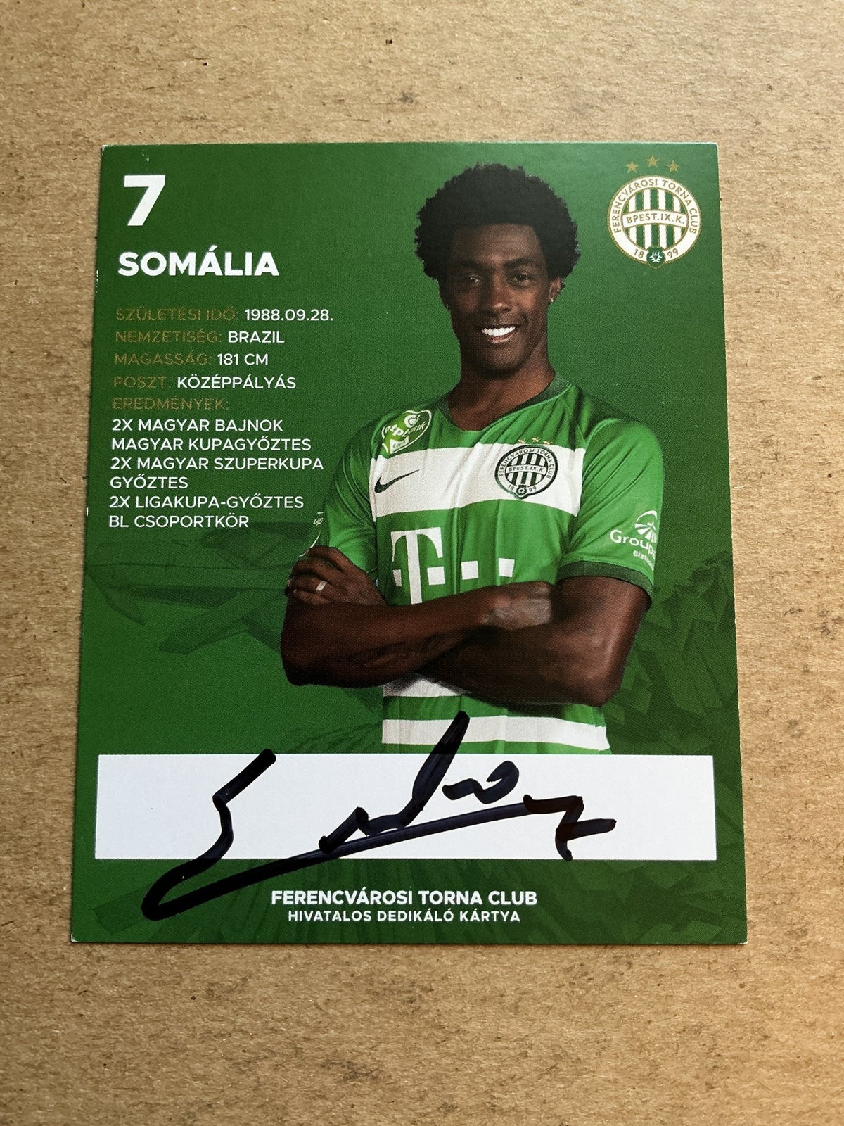 Somália, Brazil 🇧🇷 Ferencváros 2020/21 hand signed - Autographs-World