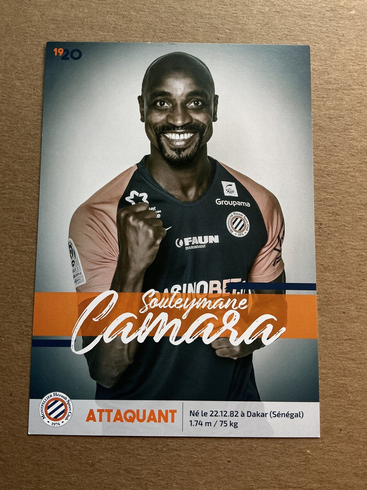 Souleymane Camara, Senegal 🇸🇳 Montpellier HSC 2019/20 hand signed - Autographs-World