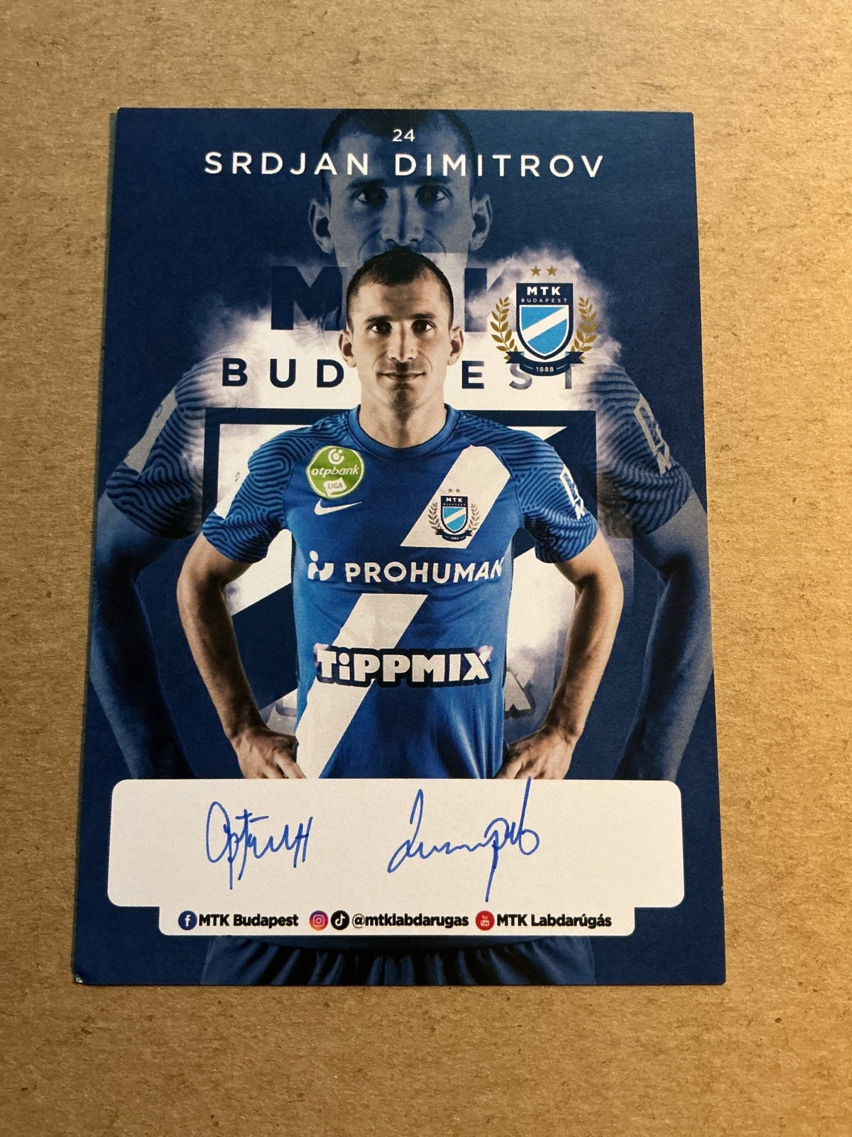 Srdjan Dimitrov, Serbia 🇷🇸 MTK Budapest 2021/22 hand signed - Autographs-World