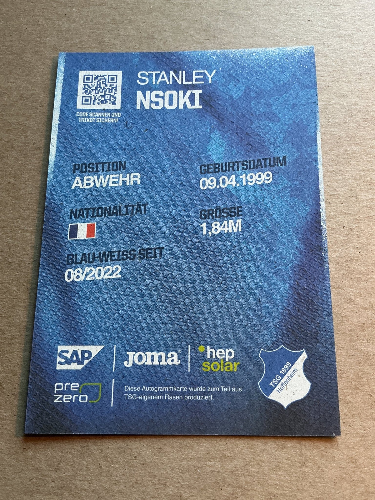Stanley Nsoki, France 🇫🇷 TSG 1899 Hoffenheim 2024/25 hand signed - Autographs-World