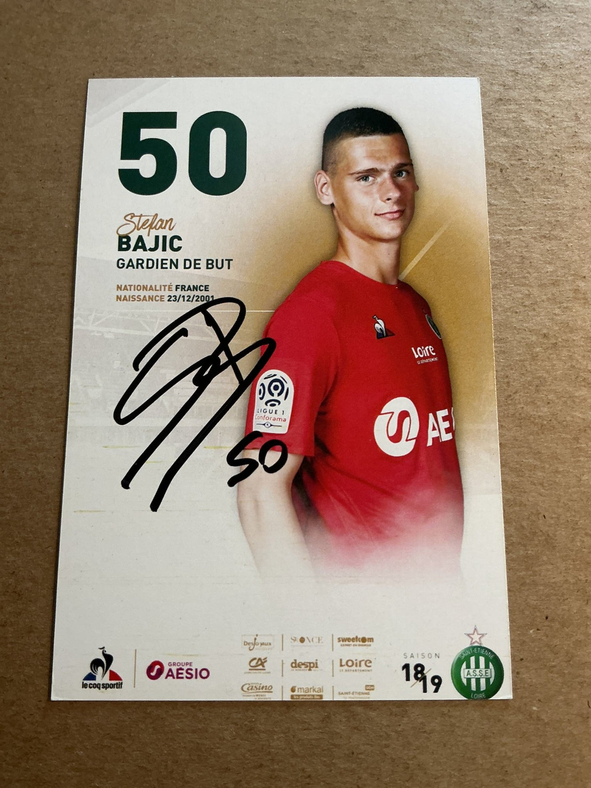 Stefan Bajic, France 🇫🇷 AS Saint-Etienne 2018/19 hand signed - Autographs-World