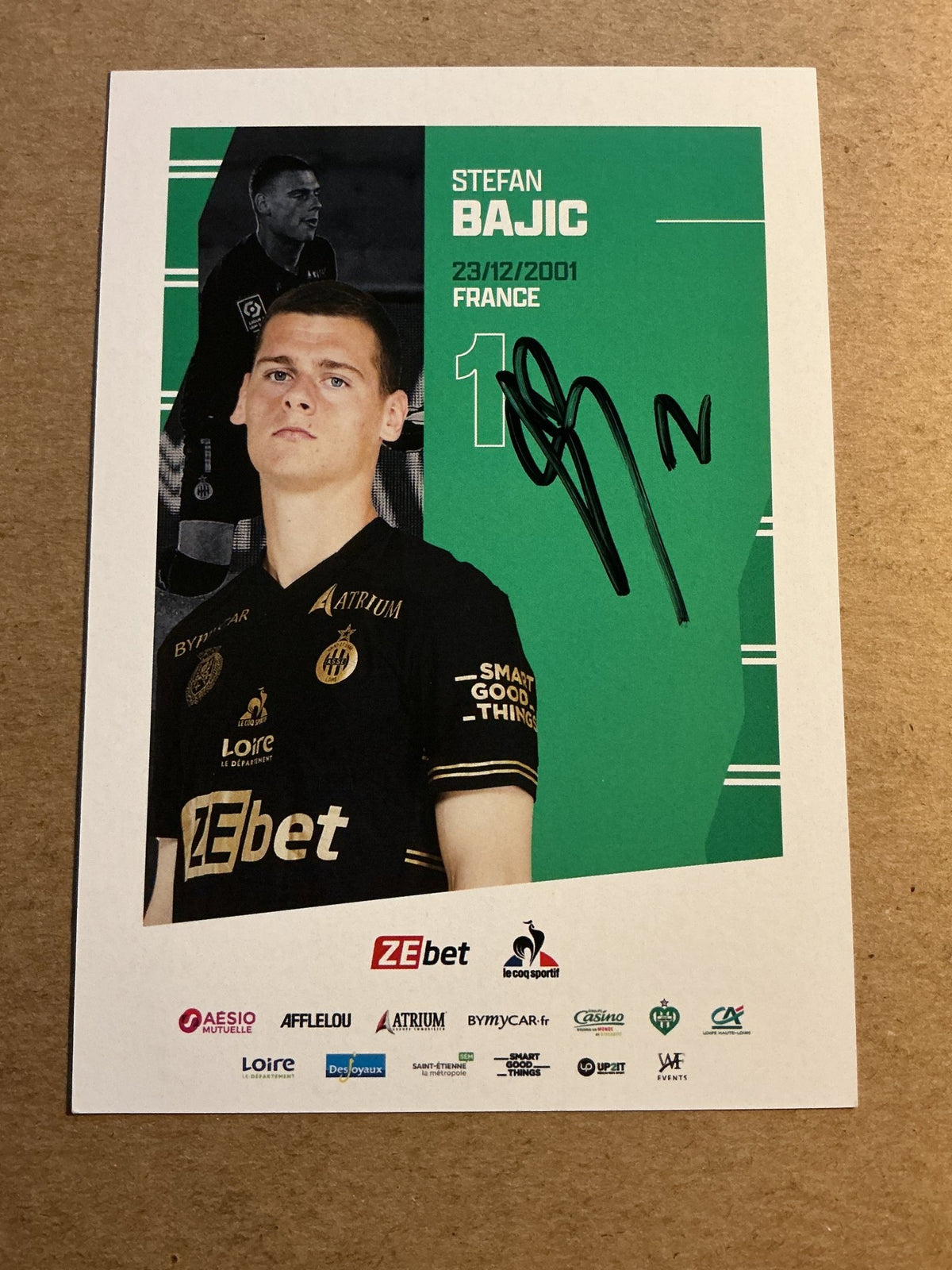 Stefan Bajic, France 🇫🇷 AS Saint-Étienne 2021/22 hand signed - Autographs-World