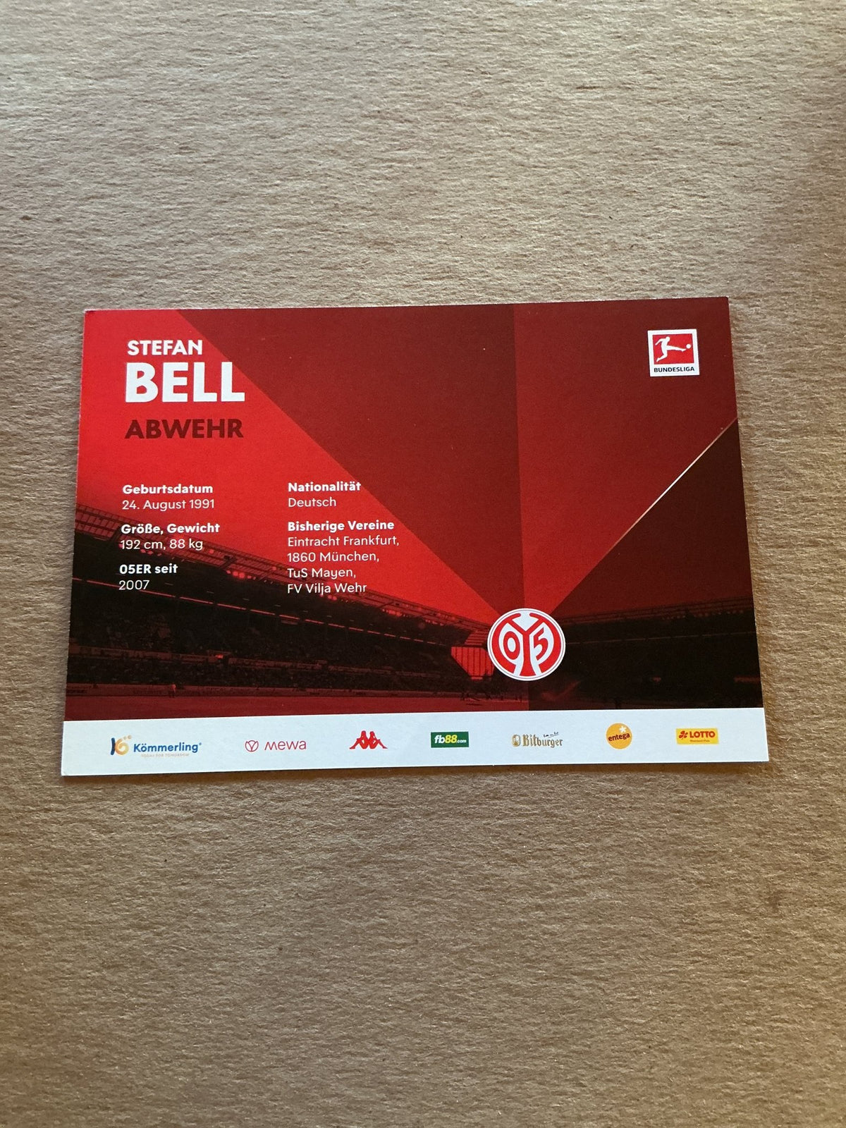 Stefan Bell, Germany 🇩🇪 FSV Mainz 05 2022/23 hand signed - Autographs-World
