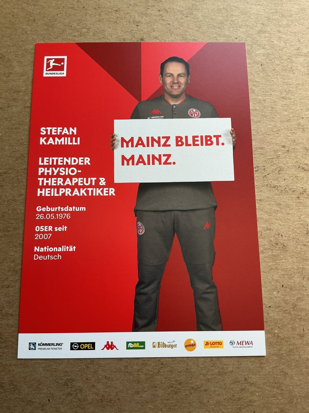 Stefan Kamilli, Germany 🇩🇪 FSV Mainz 05 2020/21 hand signed - Autographs-World