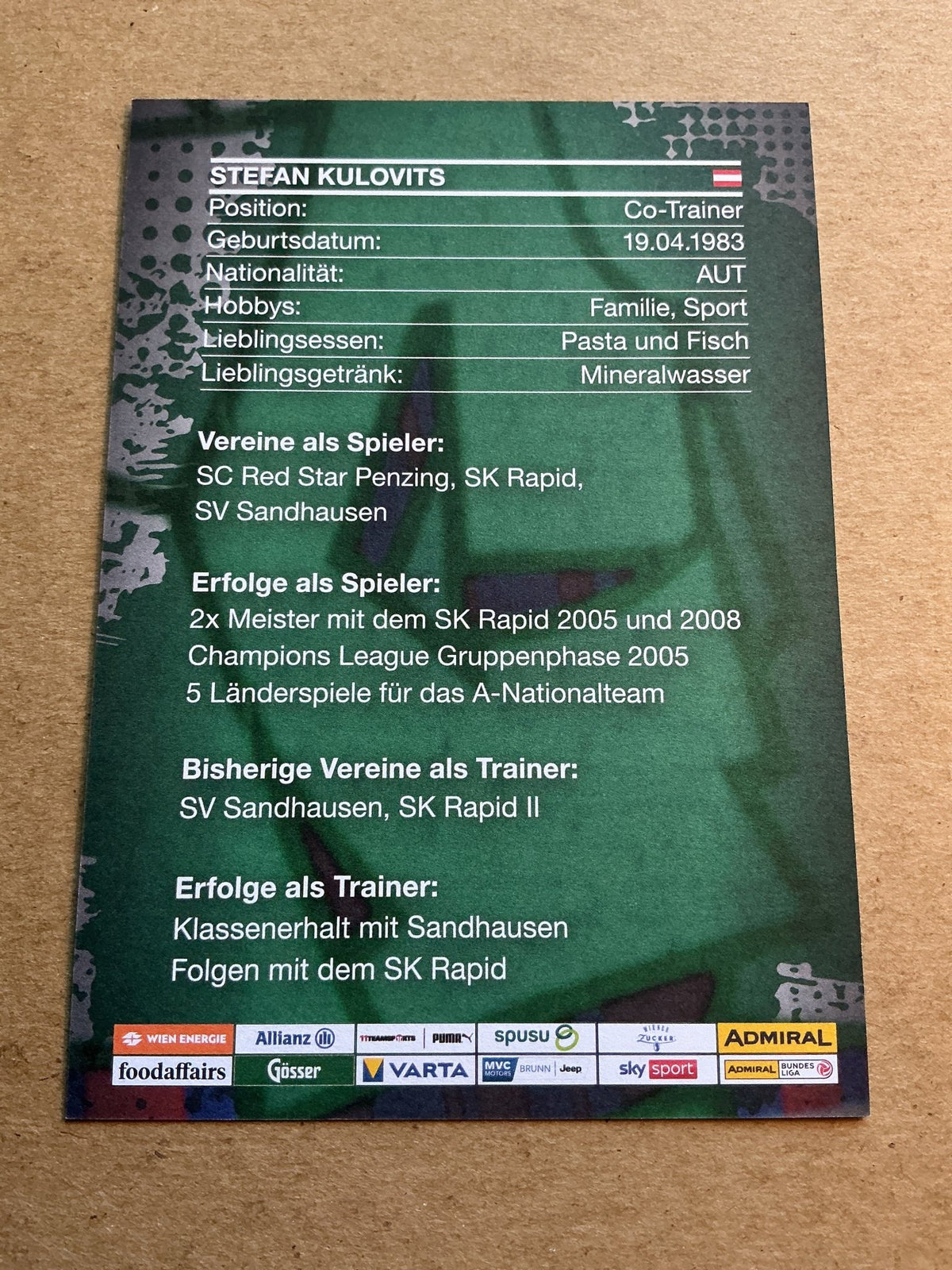 Stefan Kulovits, Austria 🇦🇹 SK Rapid Wien 2023/24 hand signed - Autographs-World
