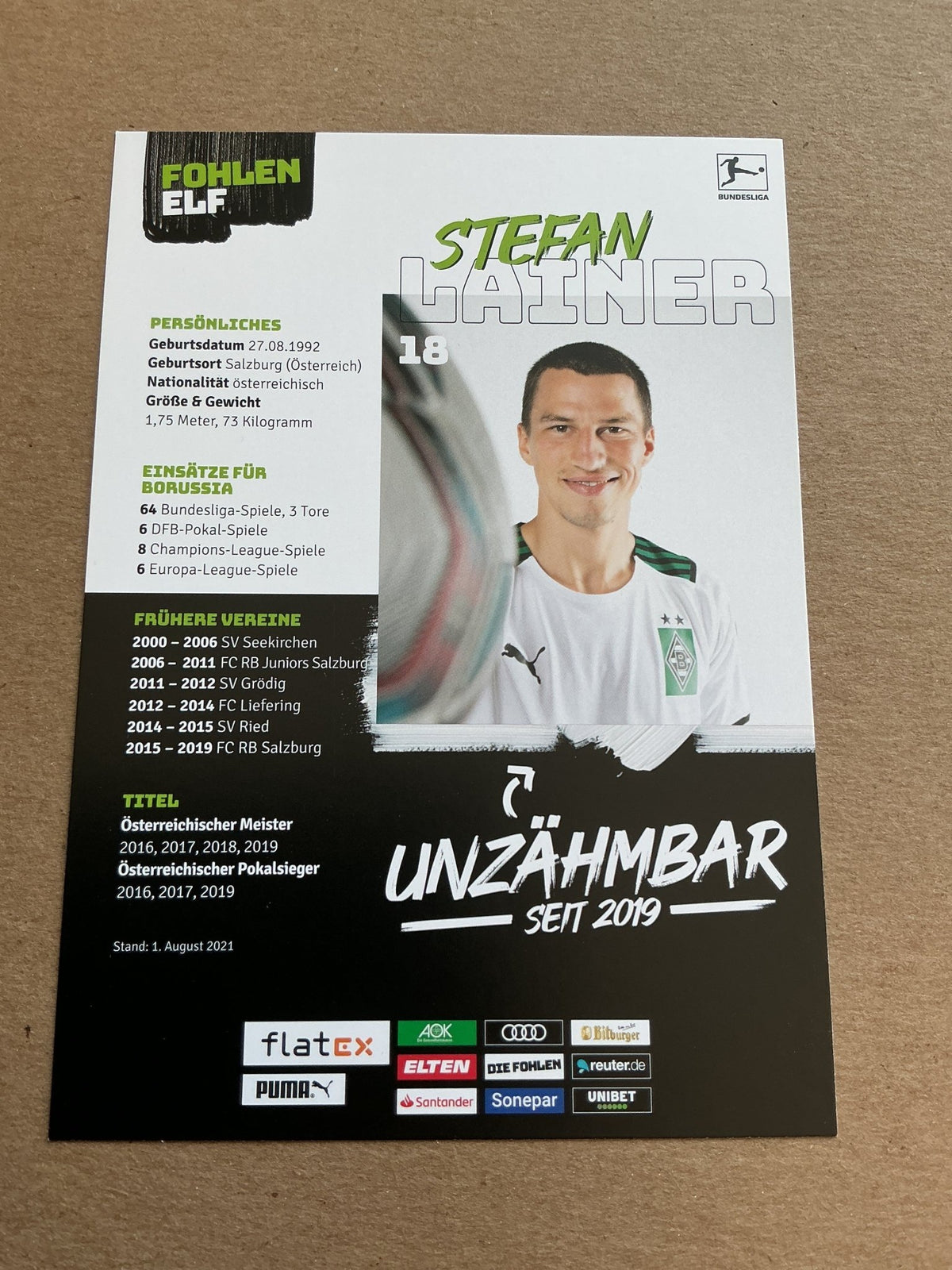 Stefan Lainer, Austria 🇦🇹 Borussia Mönchengladbach 2021/22 hand signed - Autographs-World