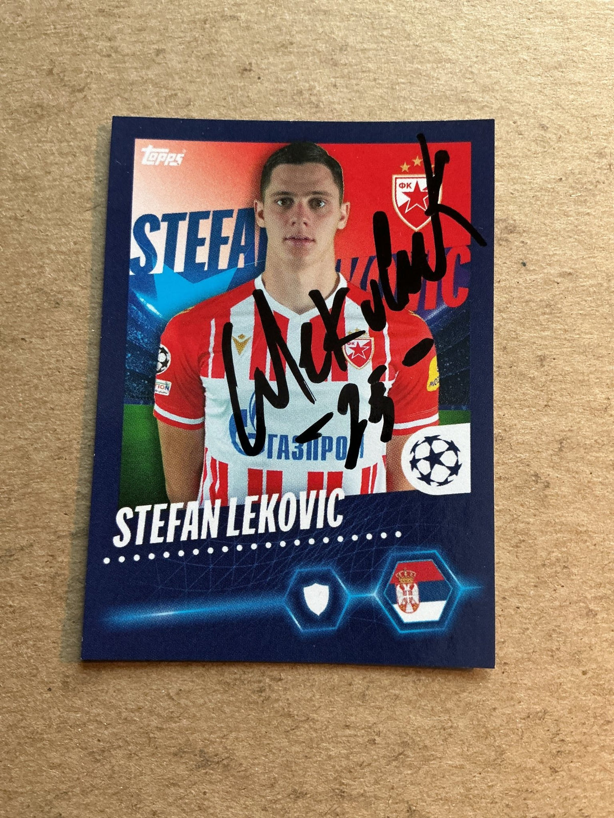 Stefan Leković, Serbia 🇷🇸 Red Star Belgrade 2023/24 Topps hand signed - Autographs-World