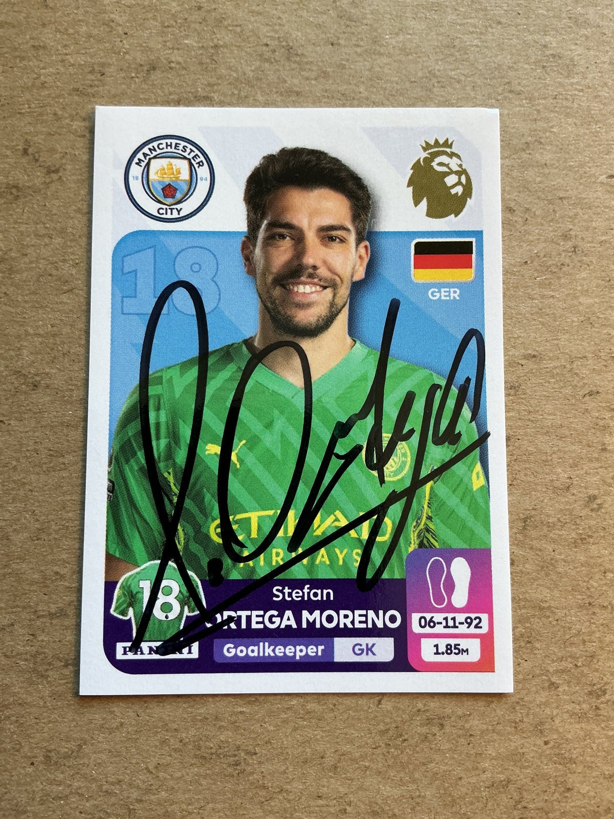 Stefan Ortega Moreno, Germany 🇩🇪 Manchester City 2024 Panini hand signed - Autographs-World