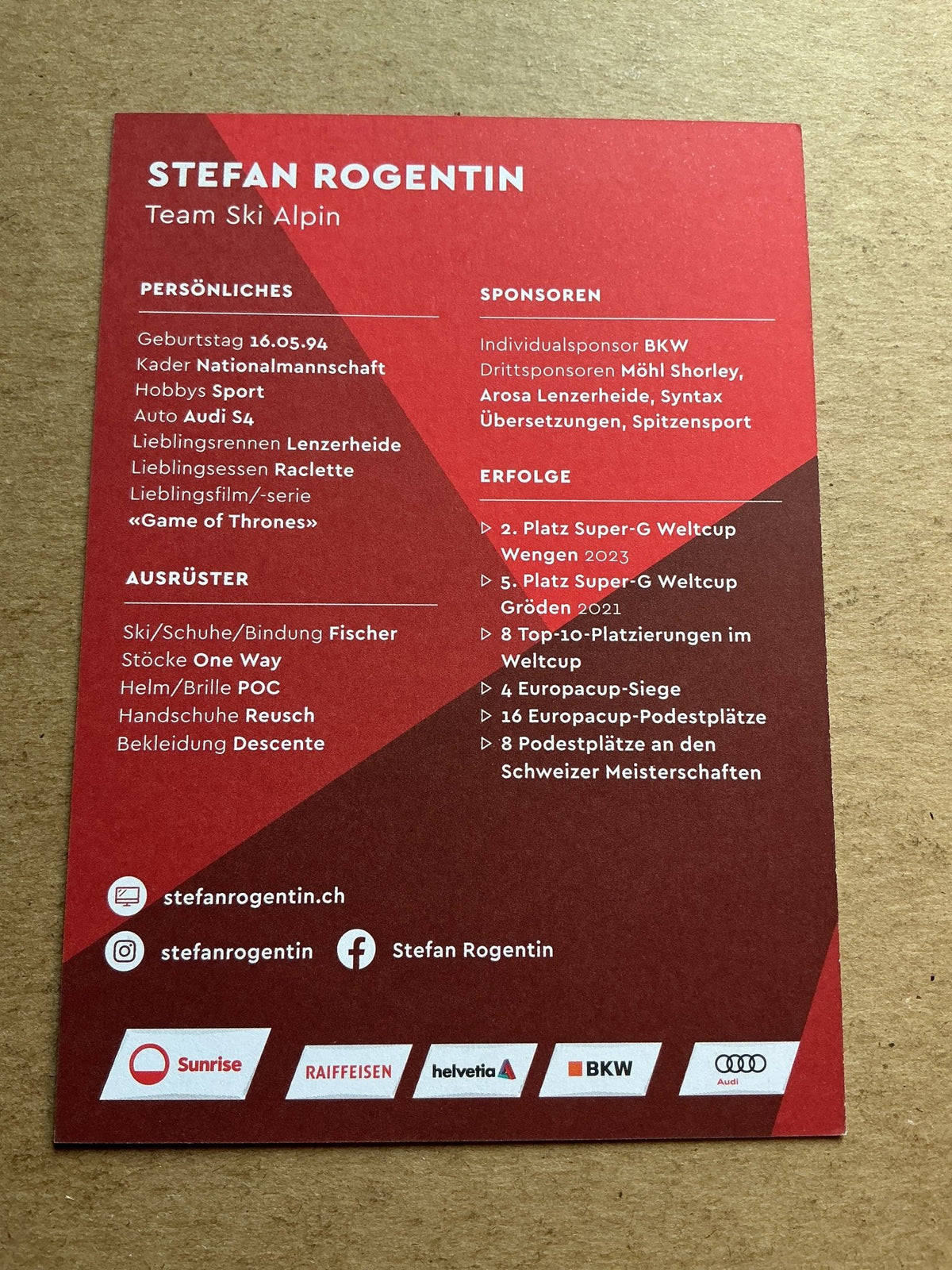 Stefan Rogentin, Switzerland 🇨🇭Alpine 2023/24 hand signed - Autographs-World