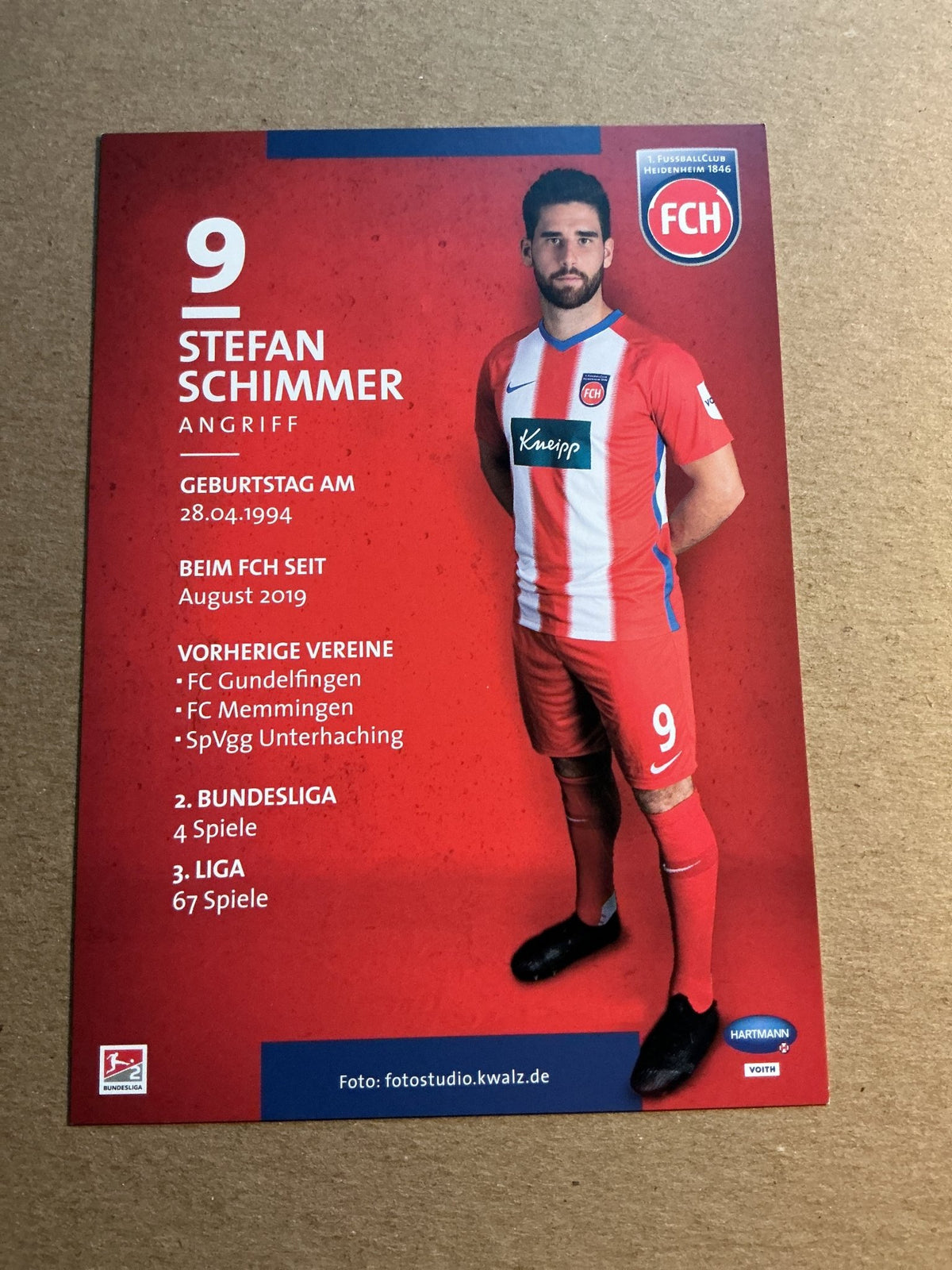 Stefan Schimmer, Germany 🇩🇪 1.FC Heidenheim 2019/20 hand signed - Autographs-World