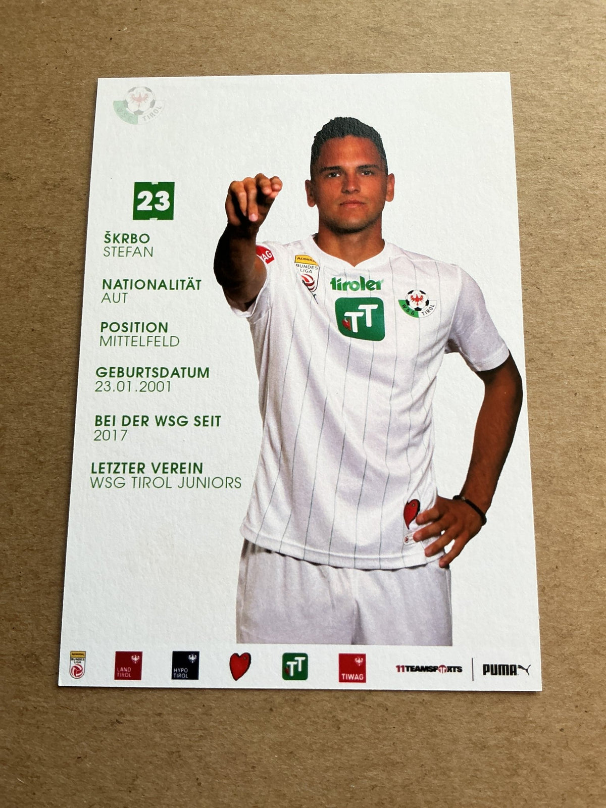 Stefan Škrbo, Austria 🇦🇹 WSG Tirol 2023/24 hand signed - Autographs-World