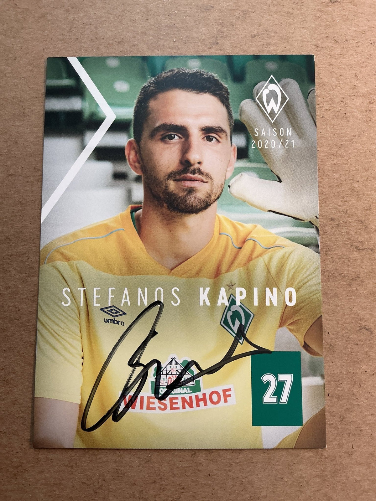 Stefanos Kapino, Greece 🇬🇷 SV Werder Bremen 2020/21 hand signed - Autographs-World