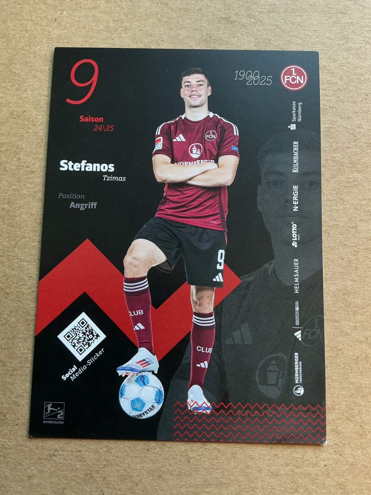 Stefanos Tzimas, Greece 🇬🇷 1.FC Nürnberg 2024/25 hand signed - Autographs-World