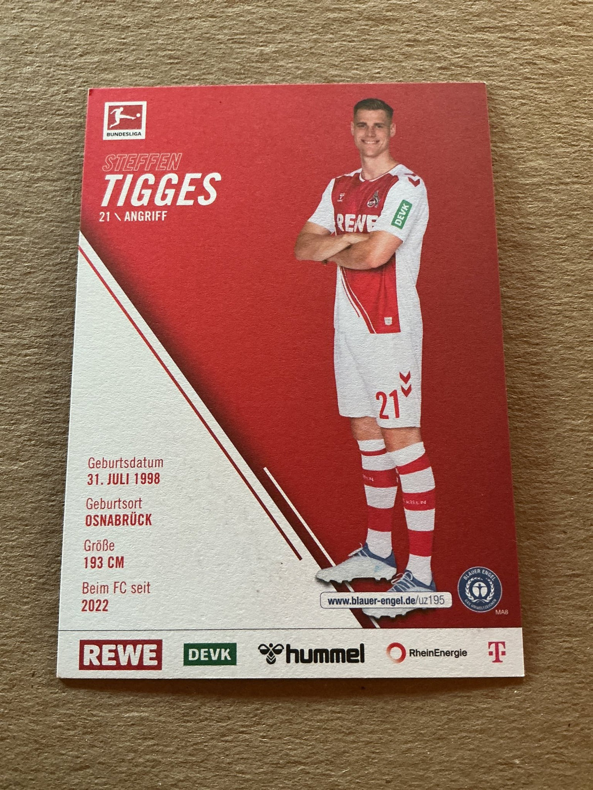 Steffen Tigges, Germany 🇩🇪 1.FC Köln 2022/23 hand signed - Autographs-World