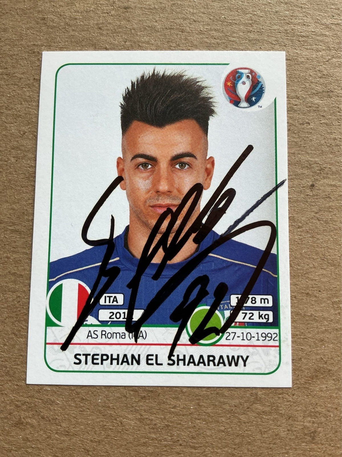 Stephan El Shaarawy, Italy 🇮🇹 UEFA Euro 2016 Panini hand signed - Autographs-World