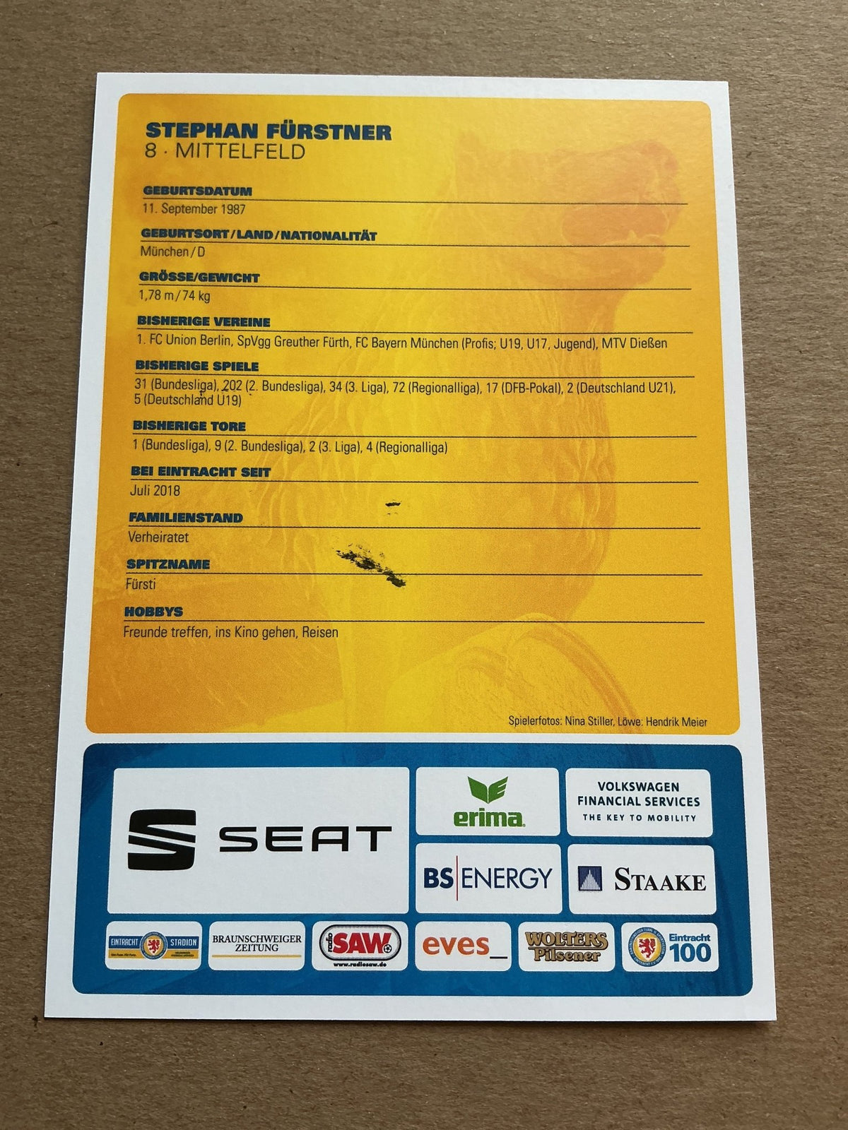 Stephan Fürstner, Germany 🇩🇪 Eintracht Braunschweig 2019/20 hand signed - Autographs-World