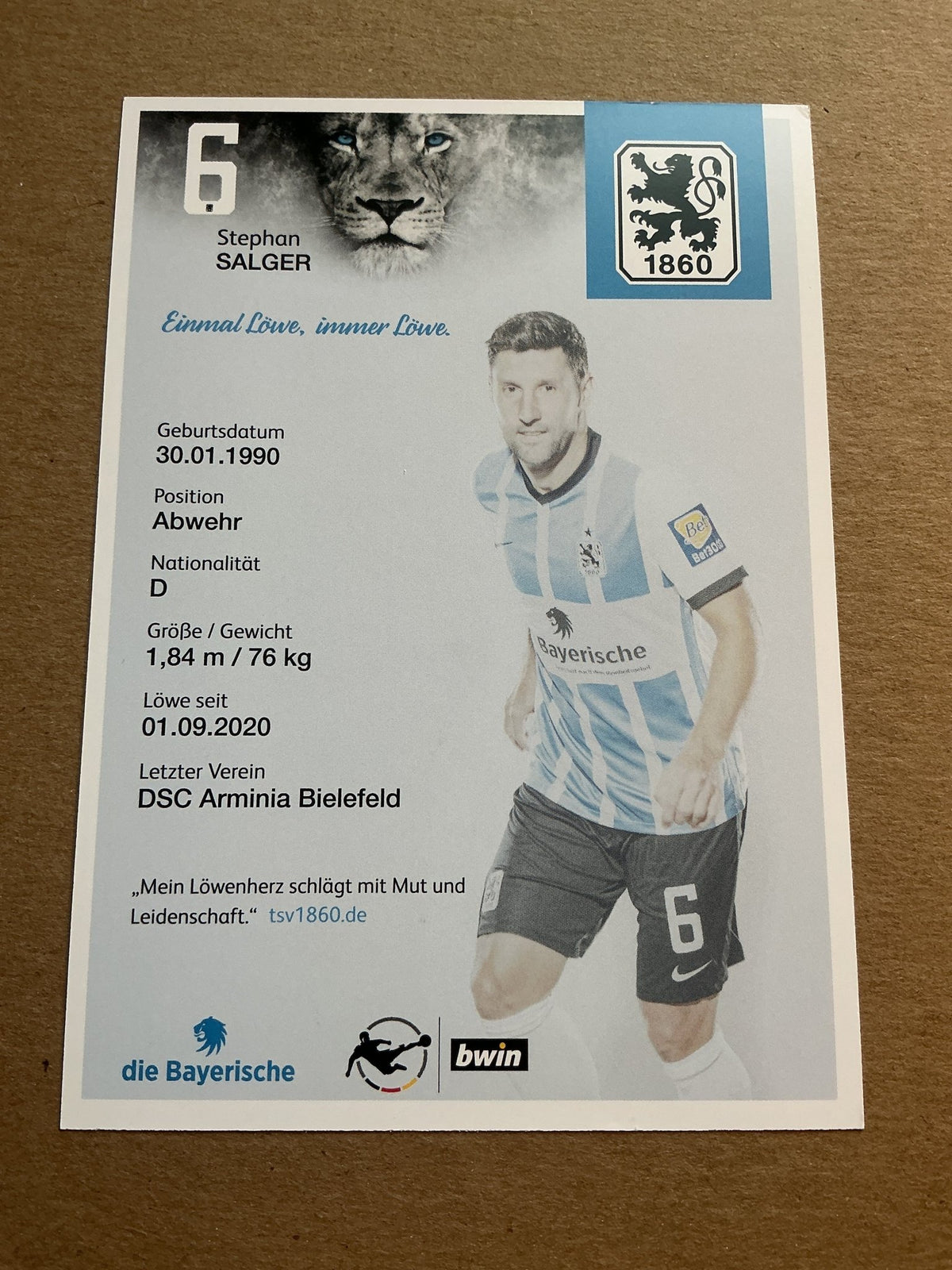 Stephan Salger, Germany 🇩🇪 TSV 1860 München 2021/22 hand signed - Autographs-World