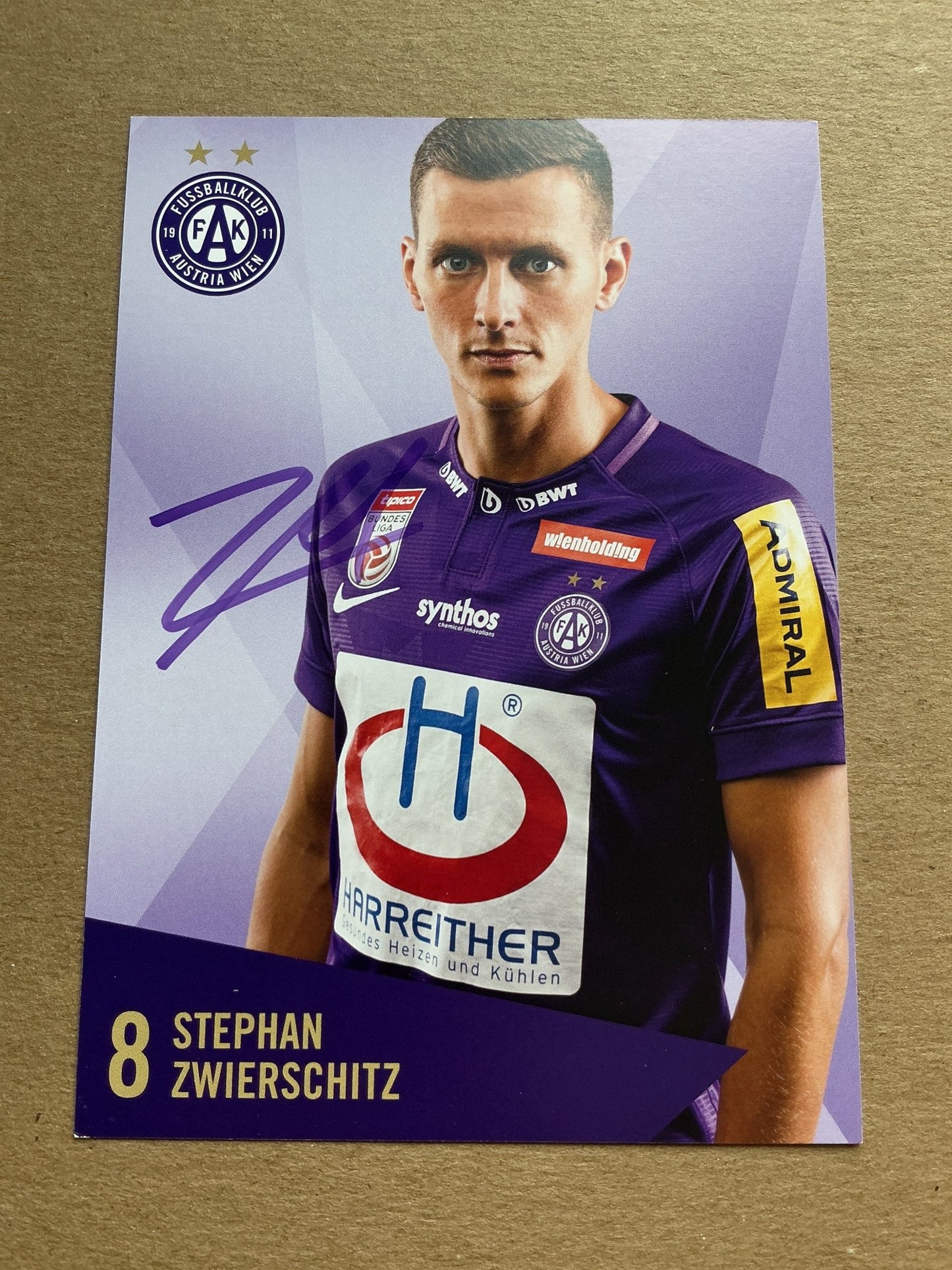 Stephan Zwierschitz, Austria 🇦🇹 Austria Wien 2019/20 hand signed - Autographs-World