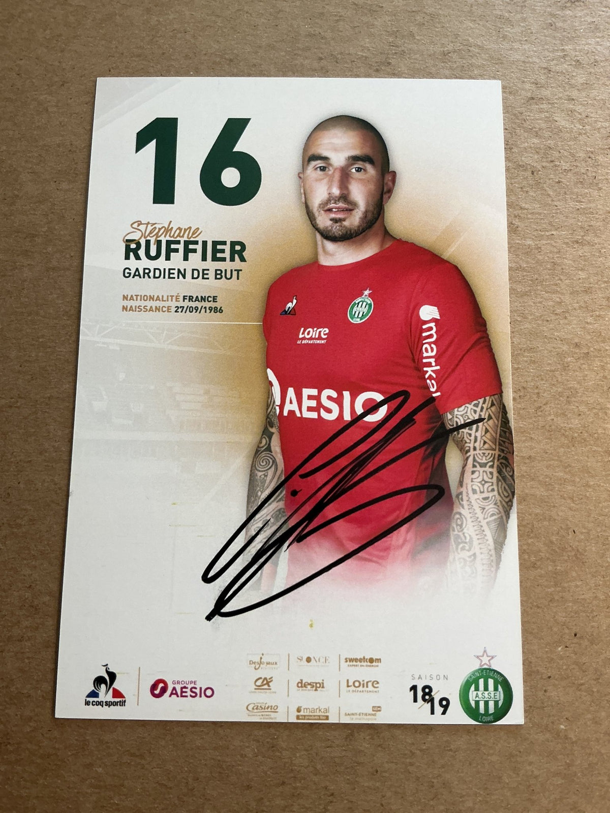 Stephane Rouffier, France 🇫🇷 AS Saint-Etienne 2018/19 hand signed - Autographs-World