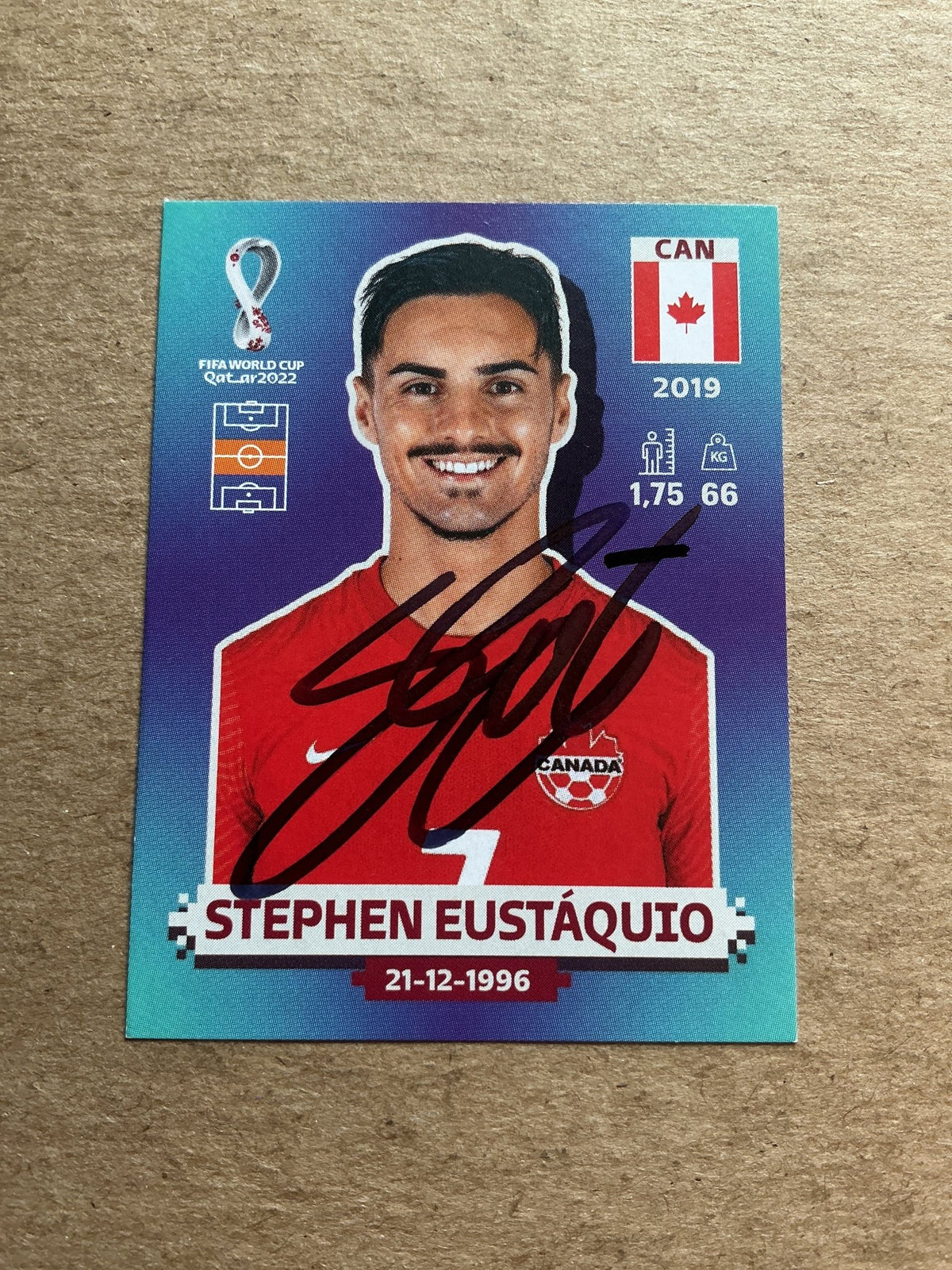 Stephen Eustaquio, Canada 🇨🇦 FIFA World Cup 2022 Panini hand signed - Autographs-World