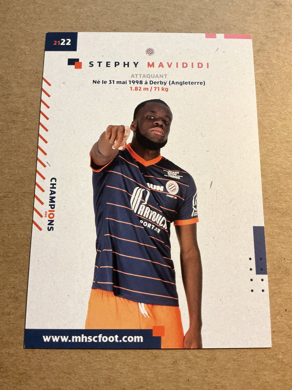 Stephy Mavididi, England 🏴󠁧󠁢󠁥󠁮󠁧󠁿 Montpellier HSC 2021/22 hand signed - Autographs-World