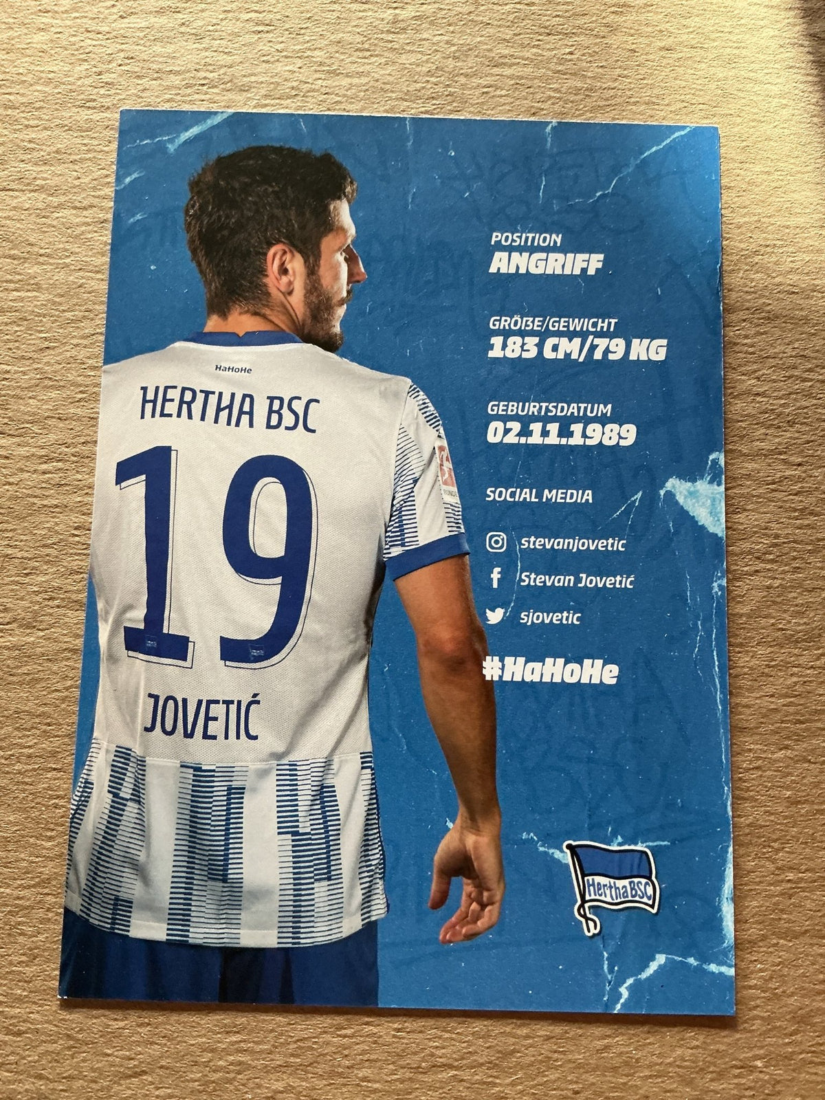 Stevan Jovetić, Montenegro 🇲🇪 Hertha BSC Berlin 2021/22 hand signed - Autographs-World