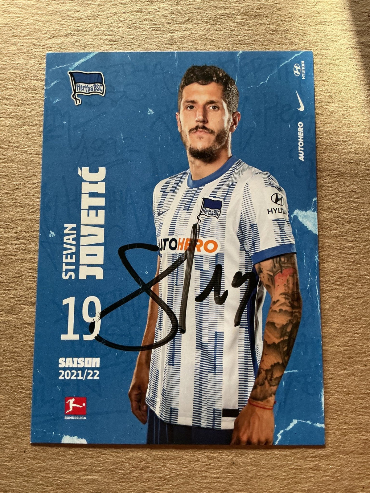 Stevan Jovetić, Montenegro 🇲🇪 Hertha BSC Berlin 2021/22 hand signed - Autographs-World
