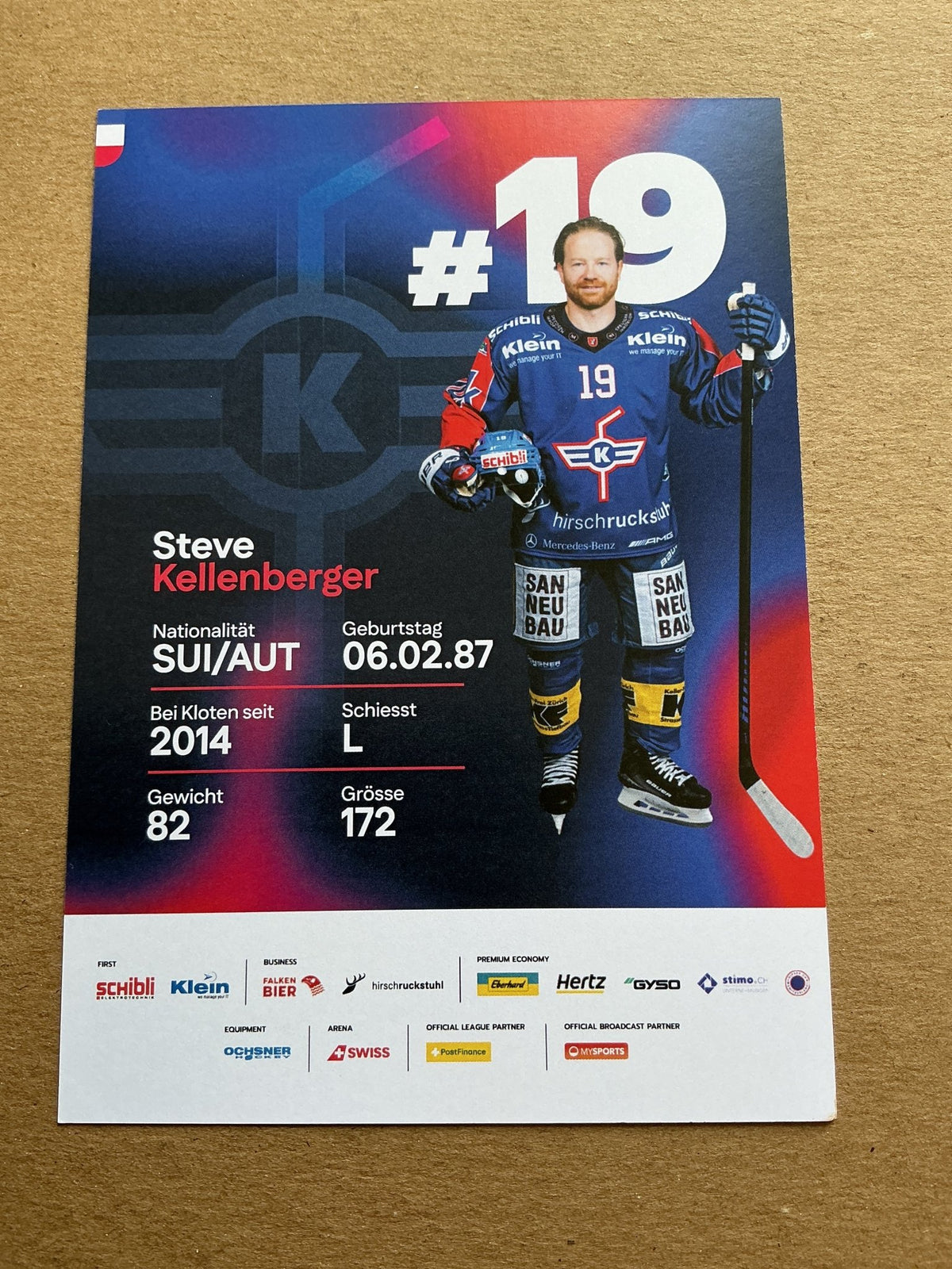 Steve Kellenberger, Switzerland 🇨🇭 EHC Kloten 2025/26 hand signed - Autographs-World