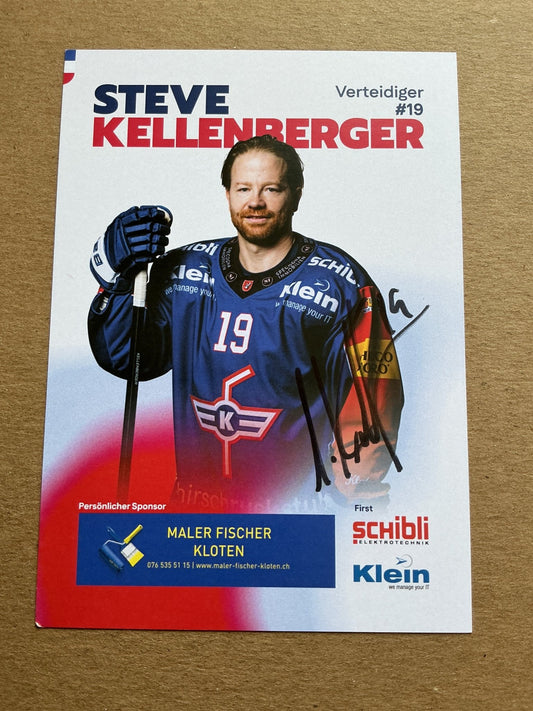 Steve Kellenberger, Switzerland 🇨🇭 EHC Kloten 2025/26 hand signed - Autographs-World