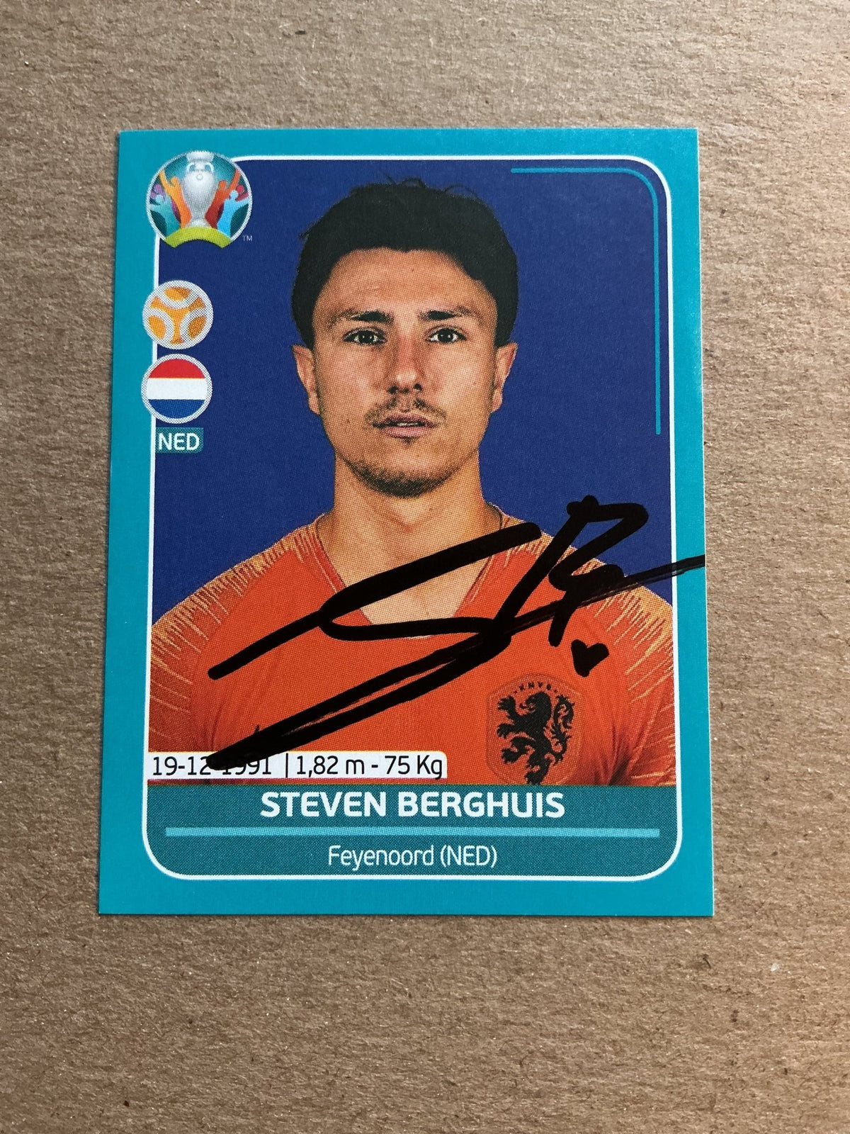 Steven Berghuis, Netherlands 🇳🇱 UEFA Euro 2020 Panini hand signed - Autographs-World