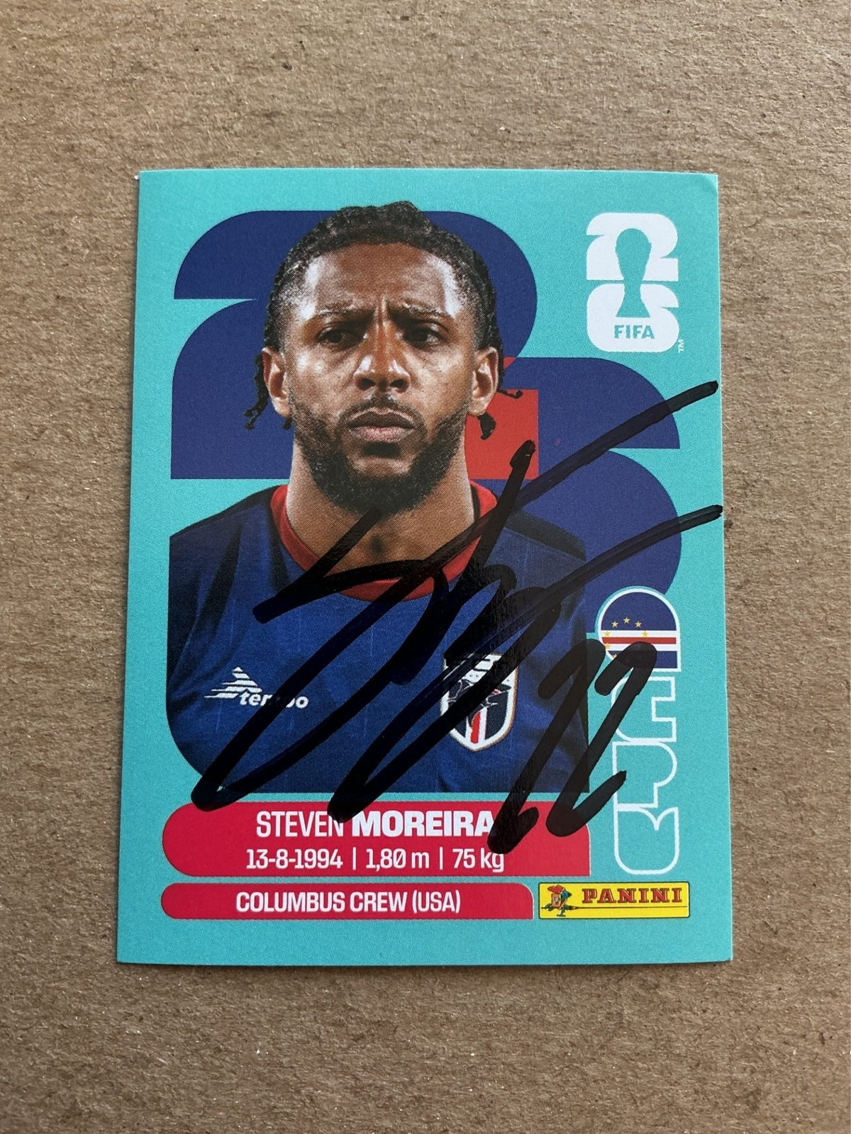 Steven Moreira, Cape Verde 🇨🇻 FIFA World Cup 2026 Panini hand signed - Autographs-World