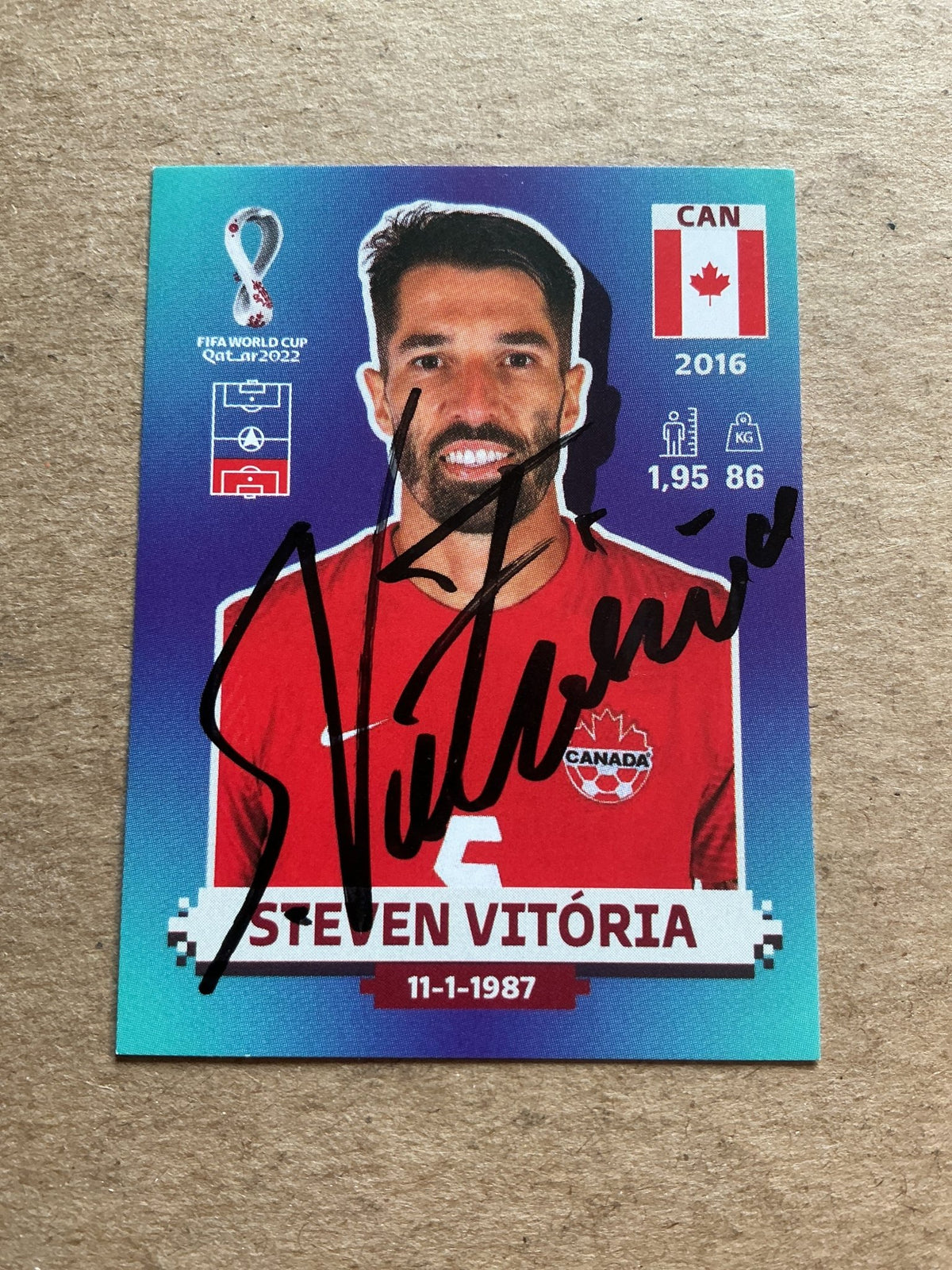 Steven Vitoria, Canada 🇨🇦 FIFA World Cup 2022 Panini hand signed - Autographs-World