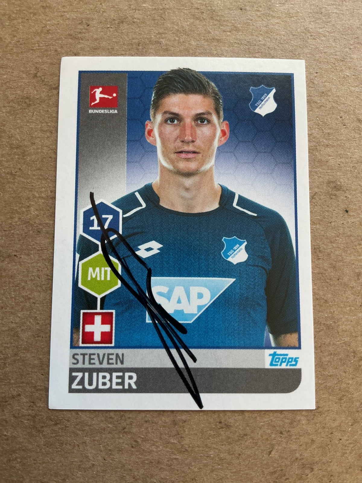 Steven Zuber, Switzerland 🇨🇭 TSG 1899 Hoffenheim 2017/18 Topps hand signed - Autographs-World