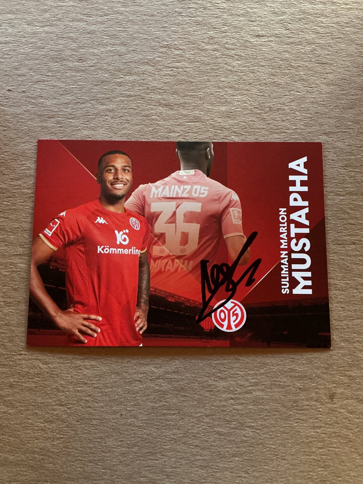 Suliman Marlon Mustapha, Austria 🇦🇹 FSV Mainz 05 2022/23 hand signed - Autographs-World