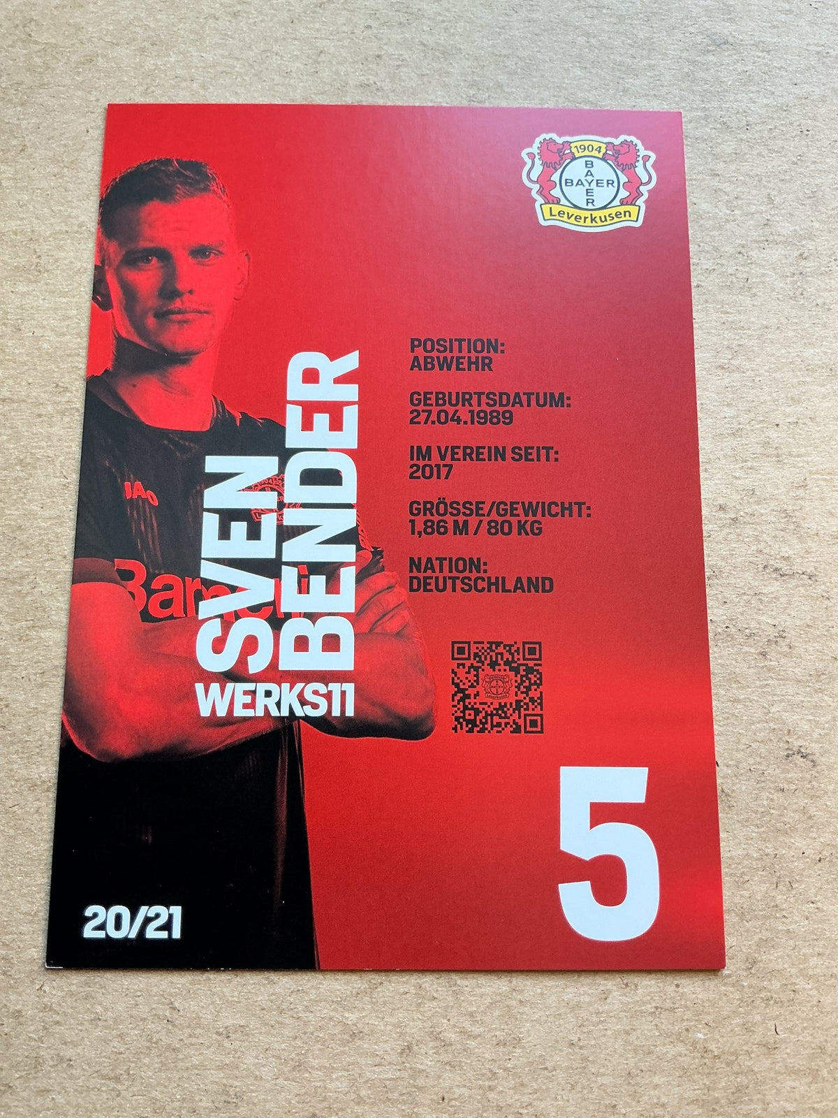 Sven Bender, Germany 🇩🇪 Bayer 04 Leverkusen 2020/21 hand signed - Autographs-World