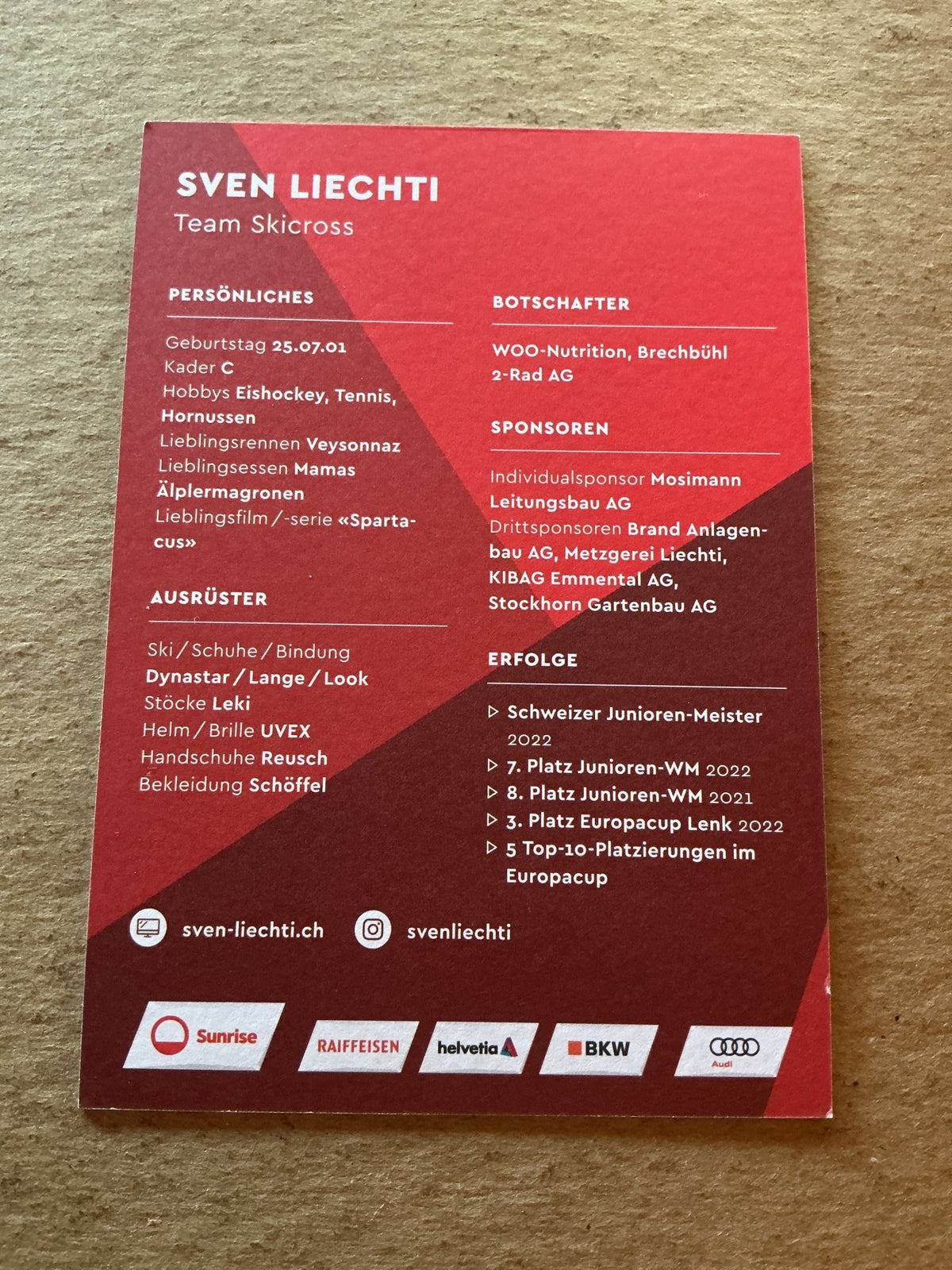 Sven Liechti, Switzerland 🇨🇭 Skicross 2023/24 hand signed - Autographs-World