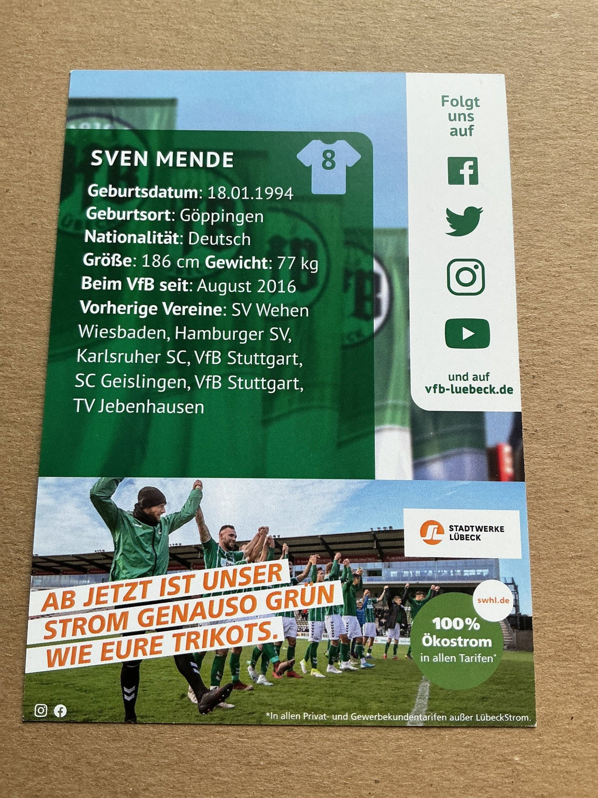 Sven Mende, Germany 🇩🇪 VfB Lübeck 2020/21 hand signed - Autographs-World