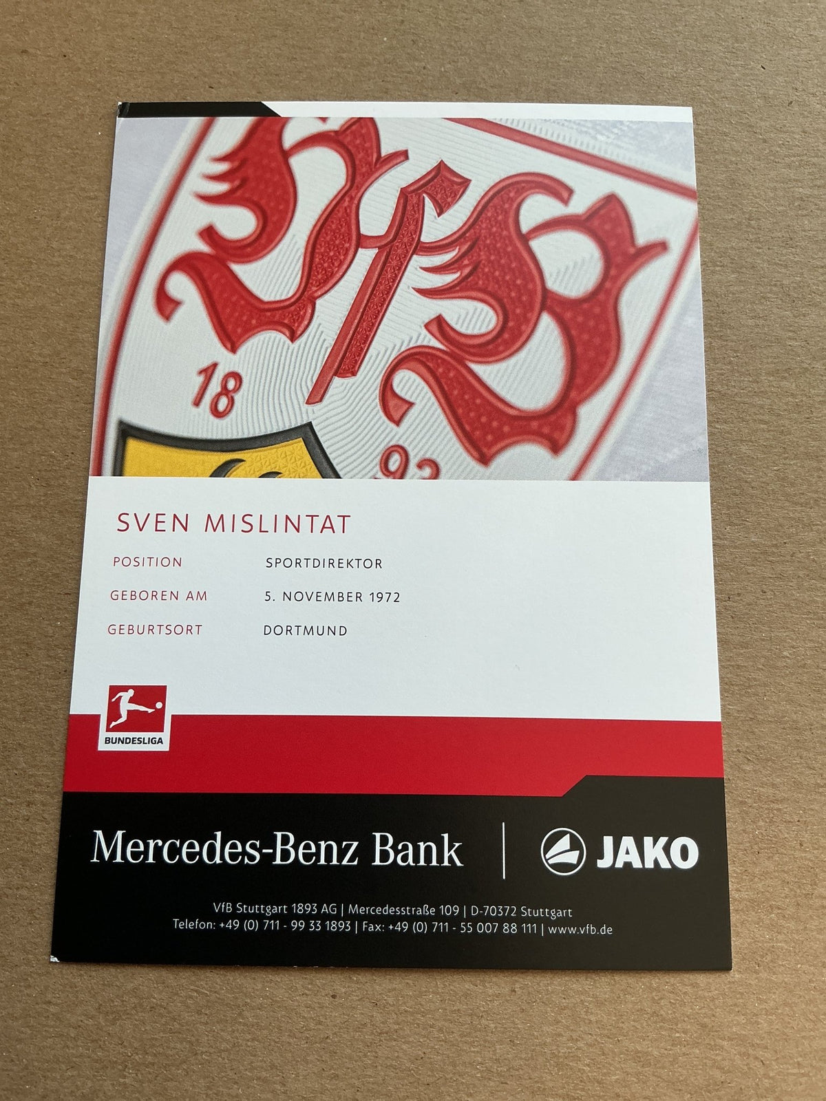 Sven Mislintat, Germany 🇩🇪 VfB Stuttgart 2021/22 hand signed - Autographs-World