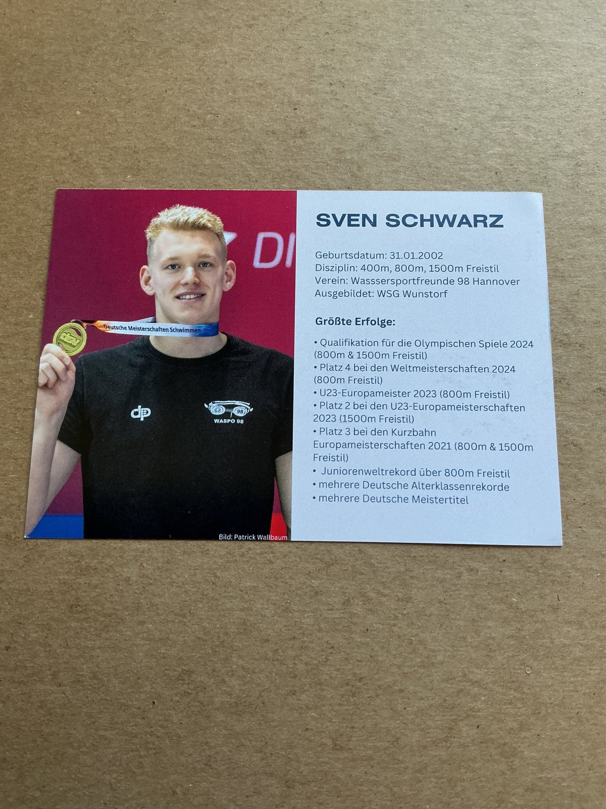 Sven Schwarz, Germany 🇩🇪 Swimming Summer Olympics 2024 hand signed - Autographs-World