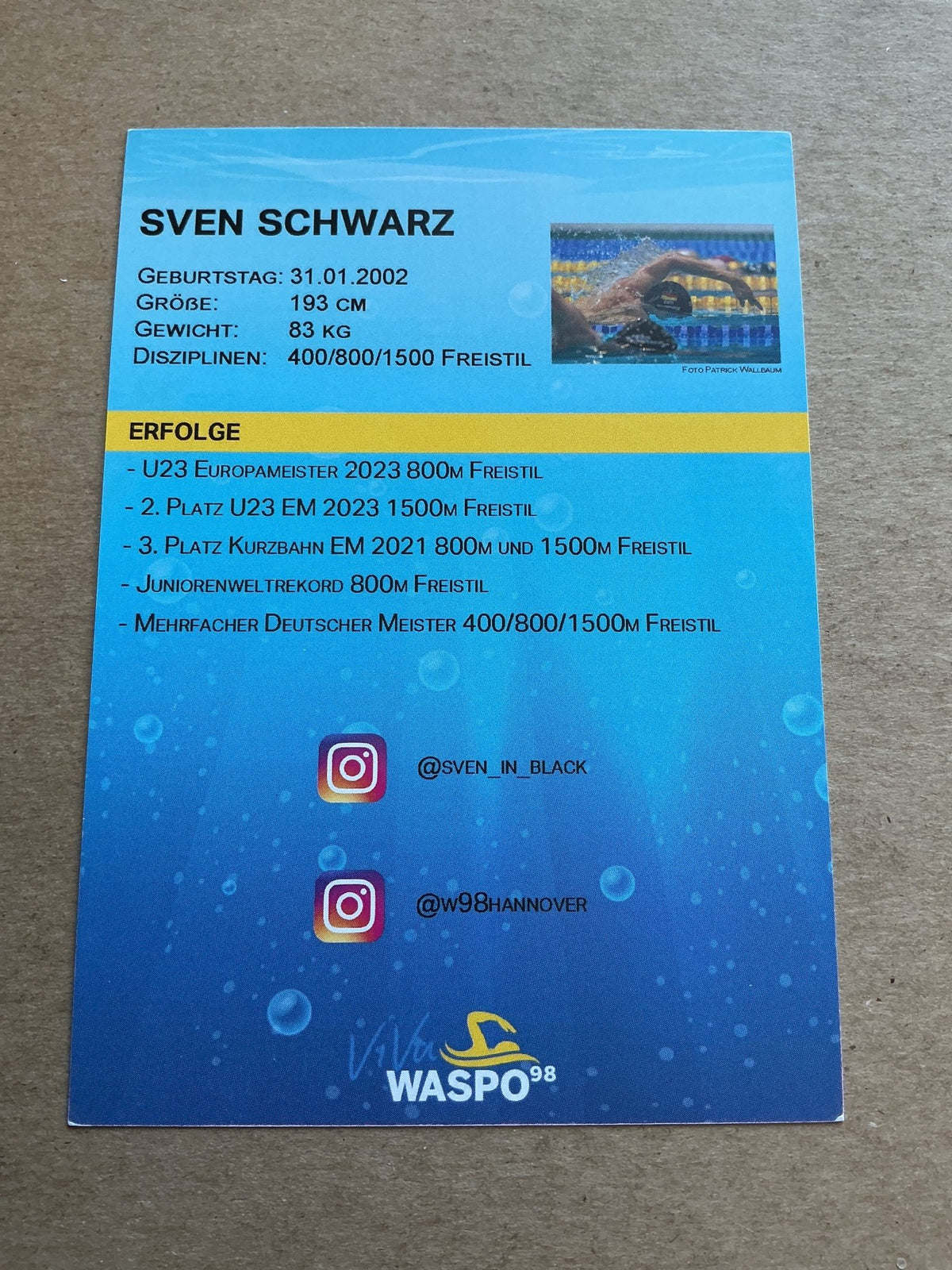 Sven Schwarz, Germany 🇩🇪 Swimming Summer Olympics 2024 hand signed - Autographs-World